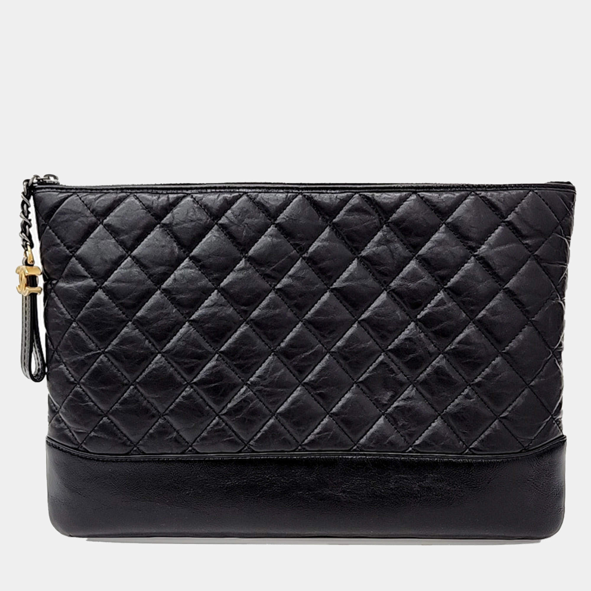 Chanel Black Leather Gabriel Large Clutch