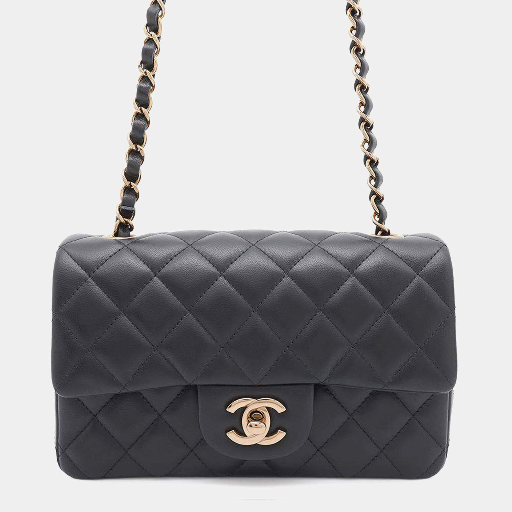 Chanel Black Lambskin Mini Classic Flap Bag
