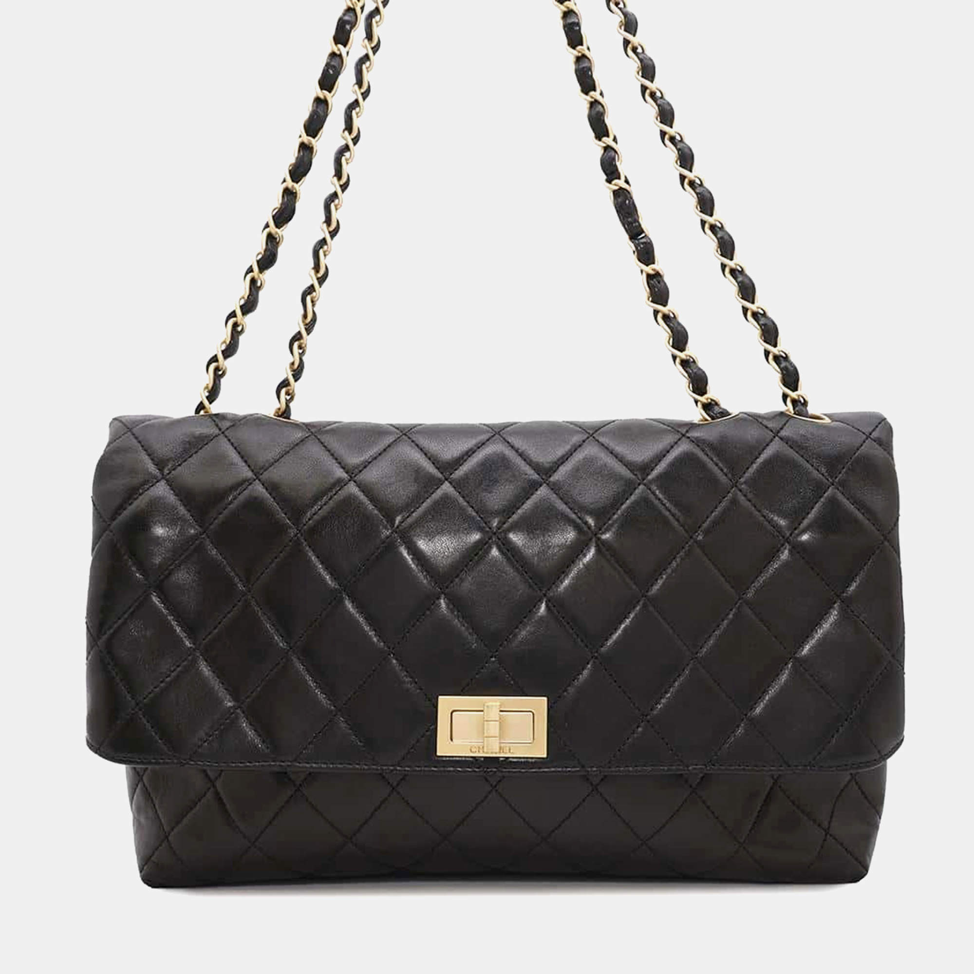 Chanel Black Lambskin 2.55 Chain Shoulder Bag