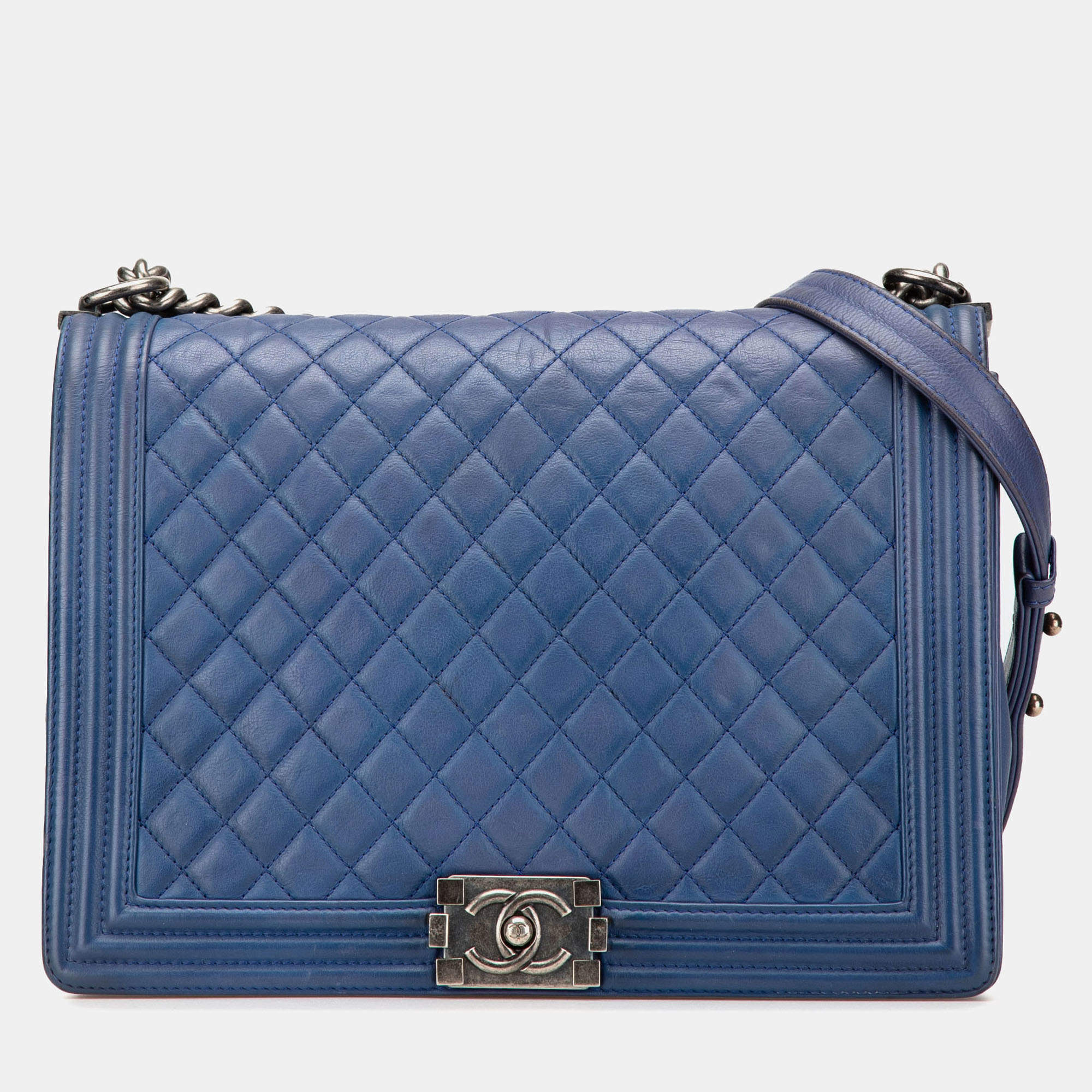 Chanel Blue Large Lambskin Boy Flap