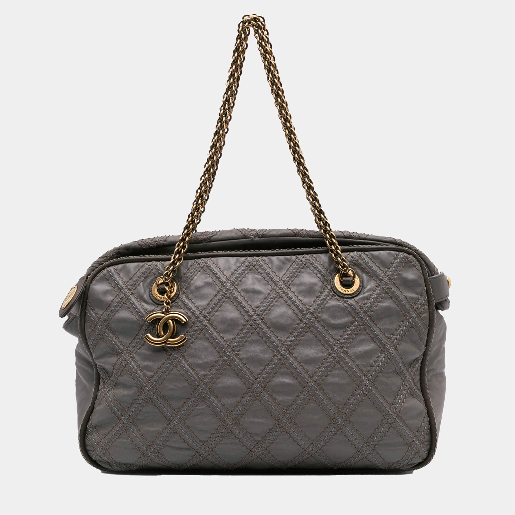 Chanel Grey CC Quilted Calfskin Triptych Tote