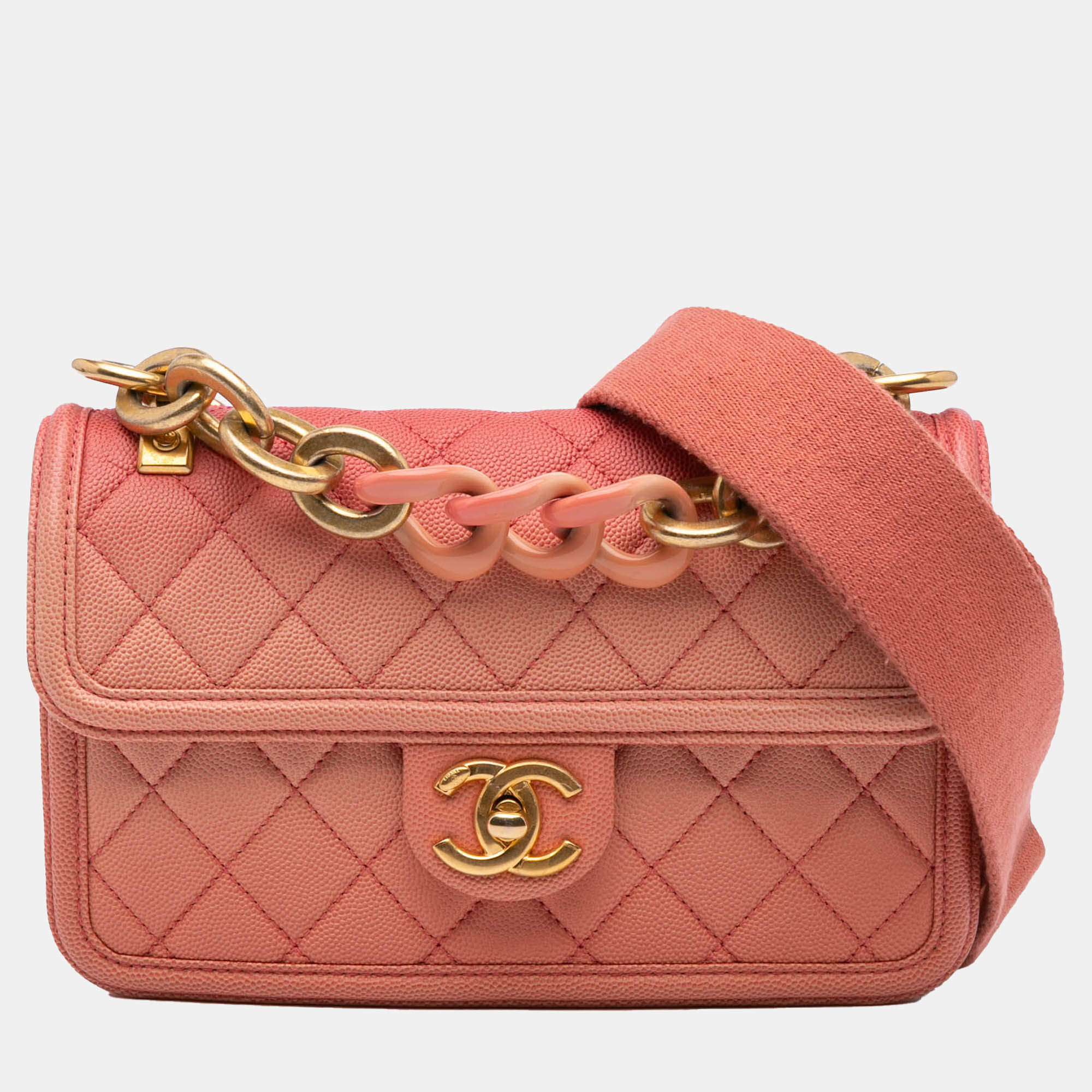 Chanel Pink Small Quilted Caviar Sunset On The Sea Flap