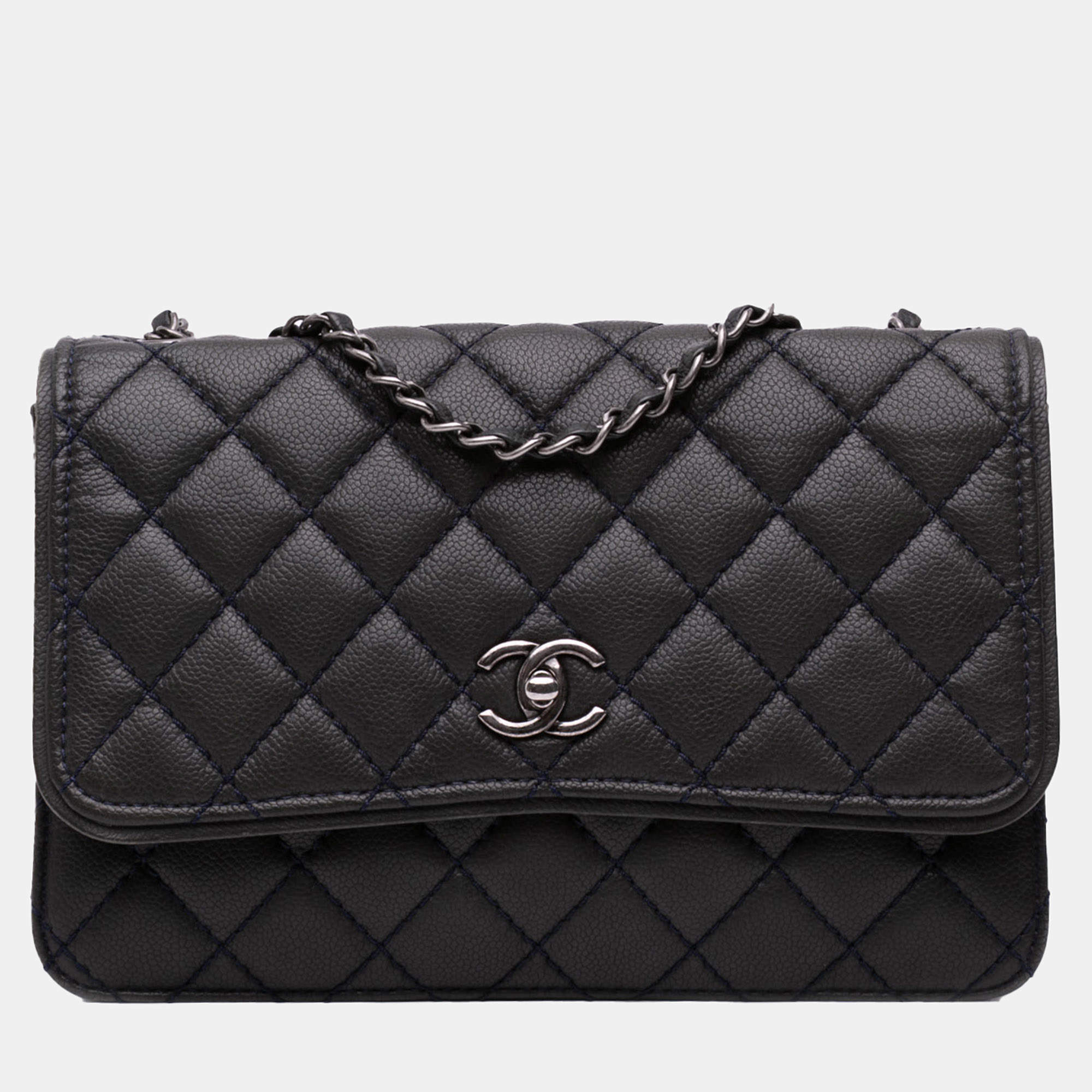 Chanel Black CC Quilted Caviar Single Flap