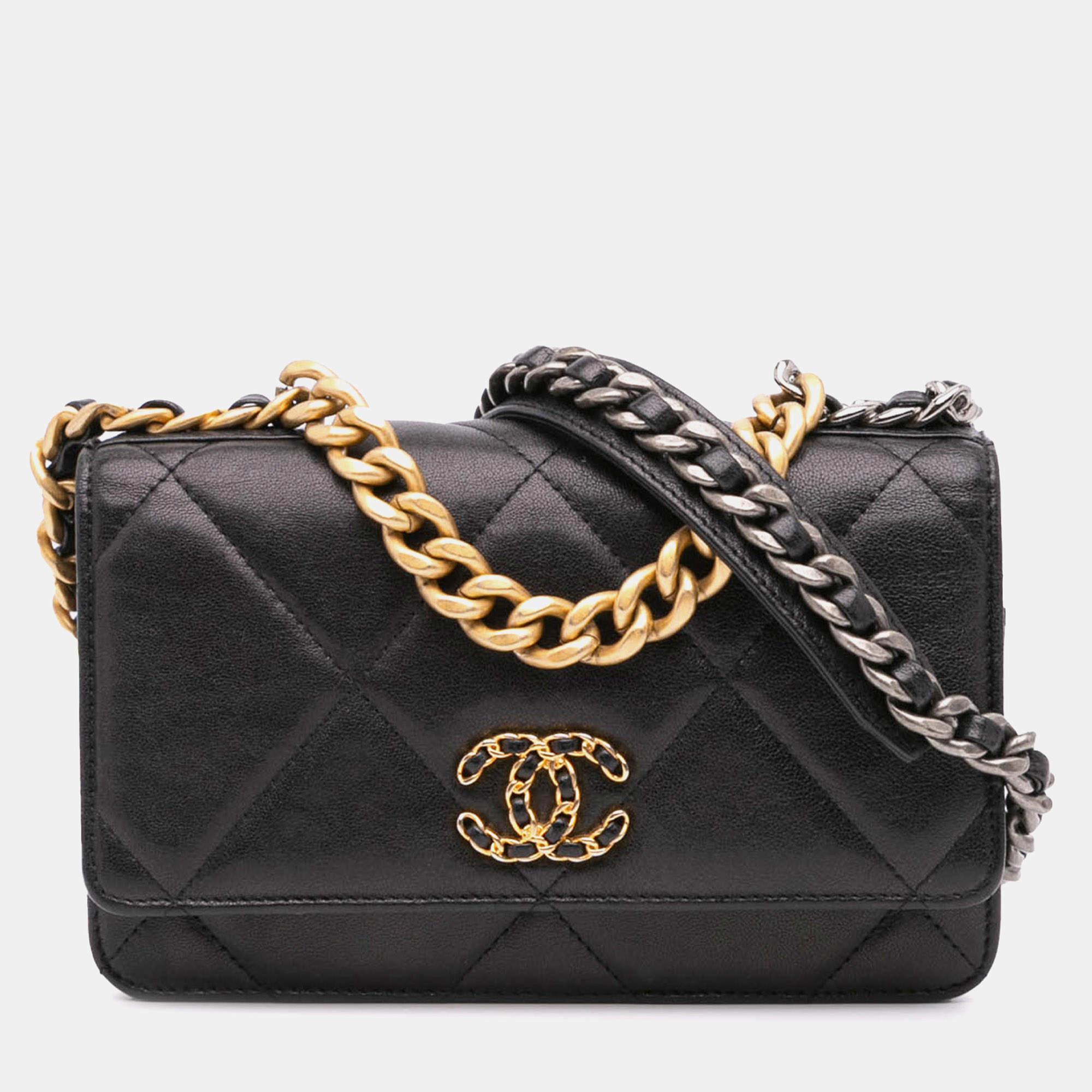 Chanel Black Quilted Lambskin 19 Wallet on Chain