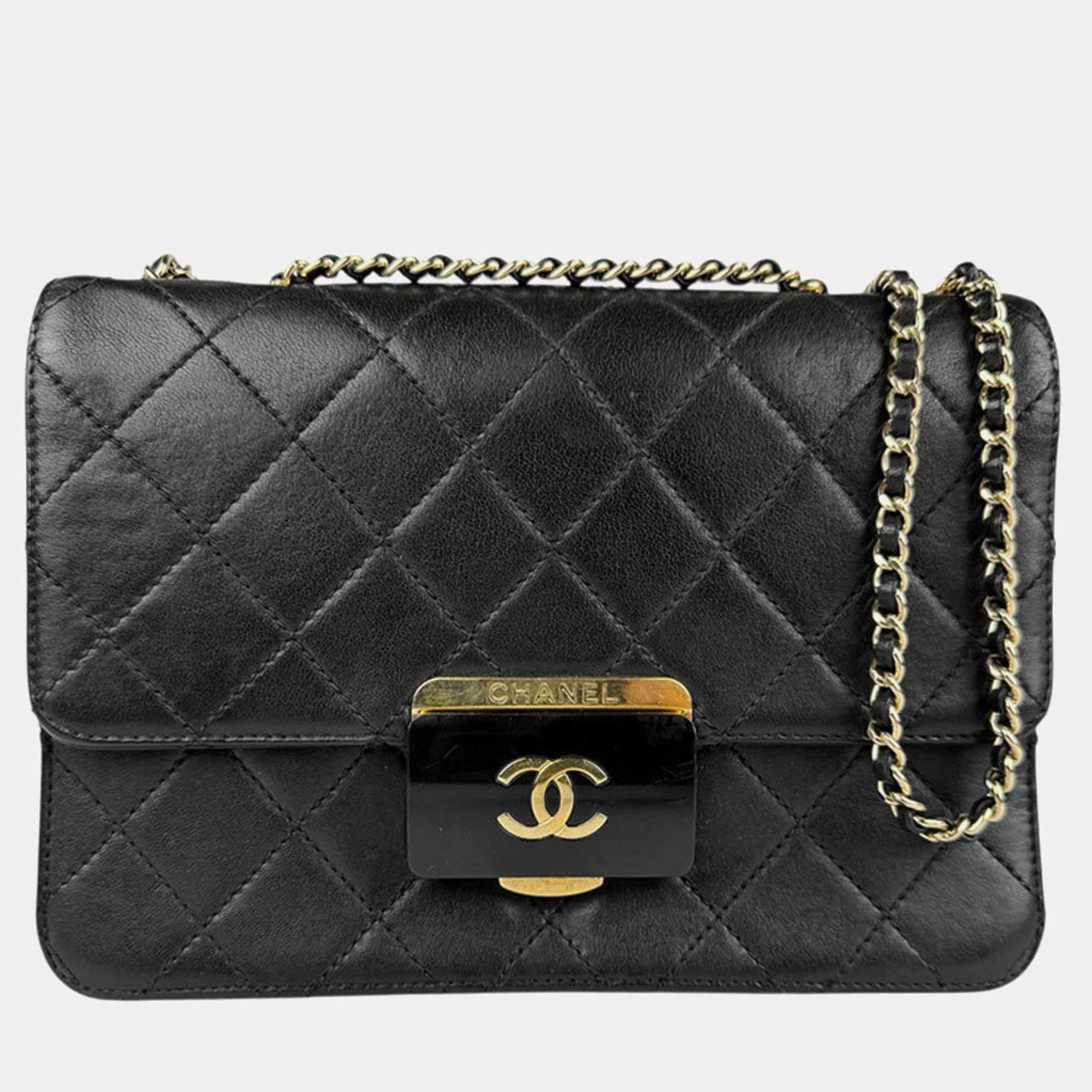 Chanel Black Leather Beauty Lock Shoulder Bag