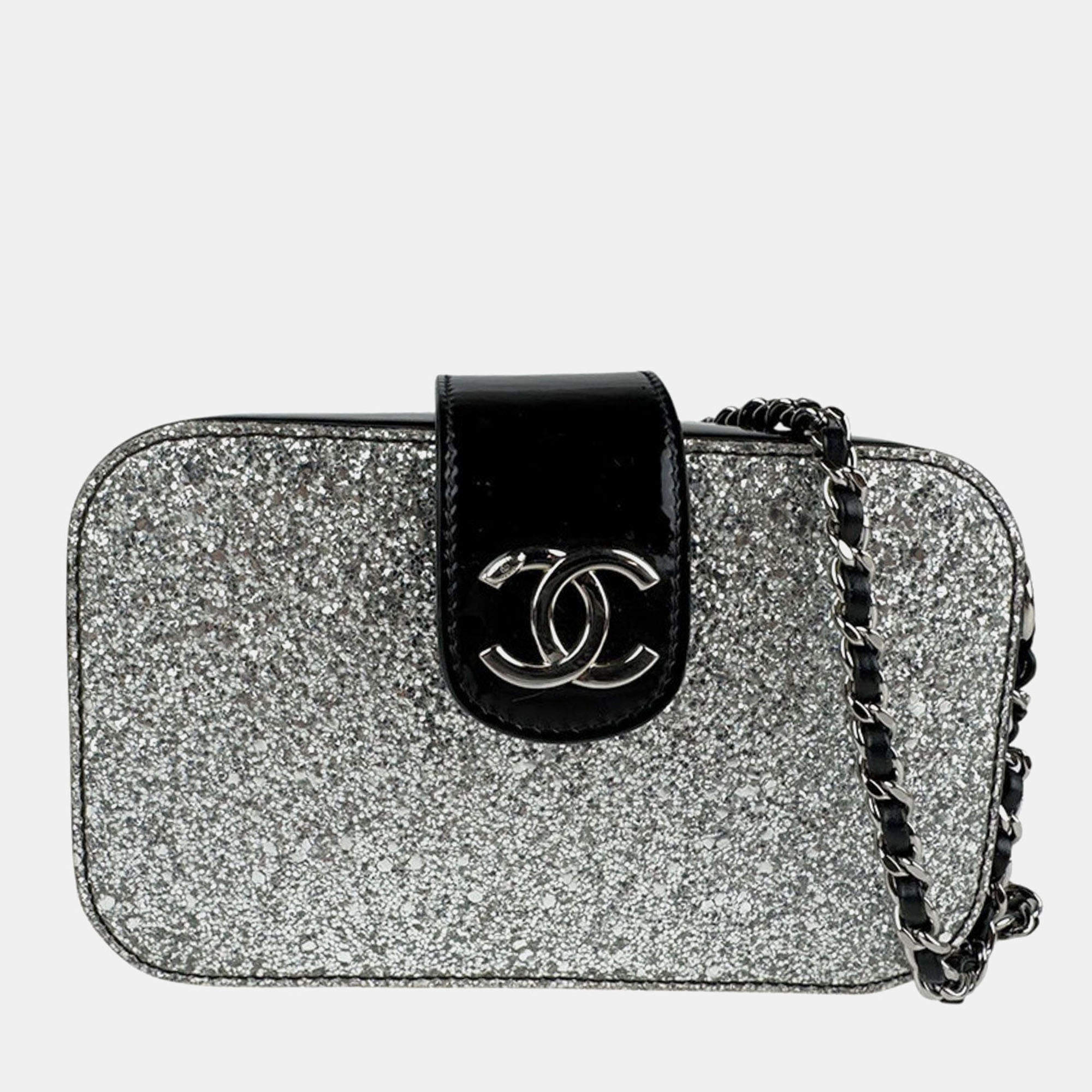 Chanel Black Patent Leather CC Shoulder Bag 
