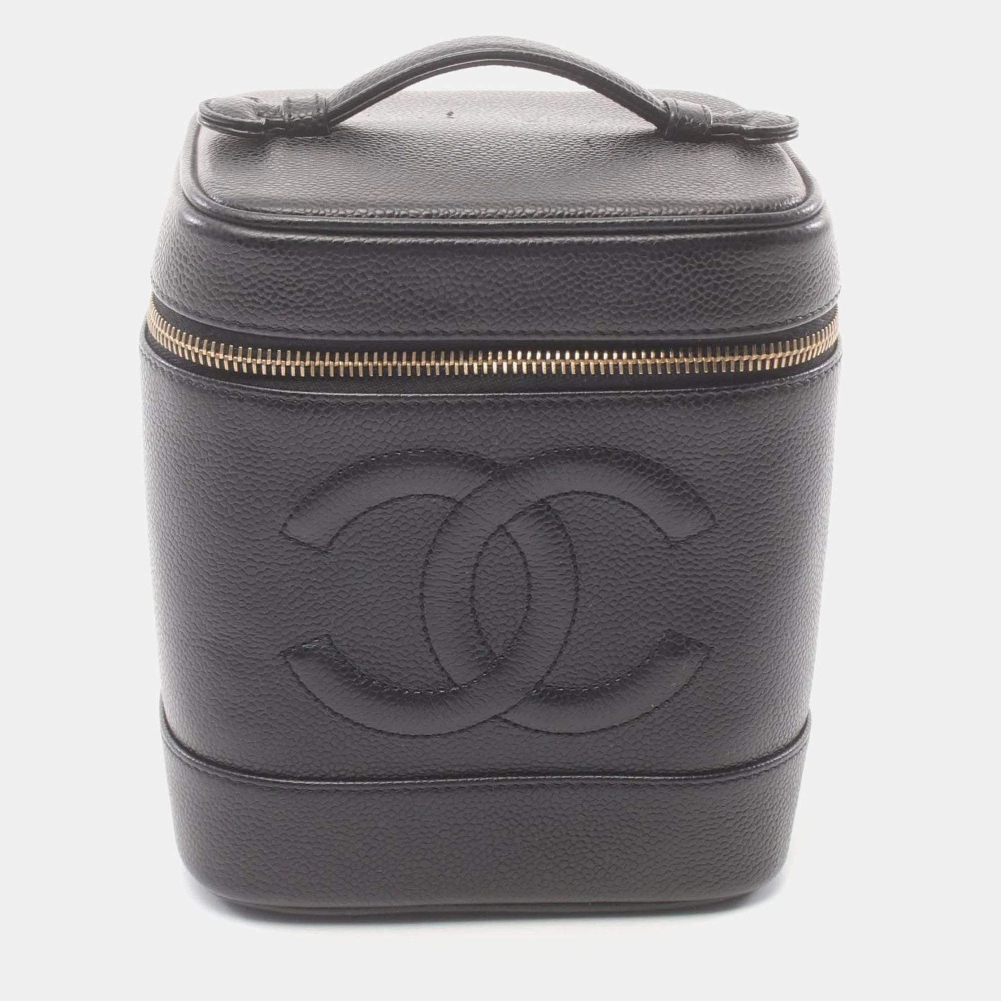 Chanel Black Caviar Skin Coco Mark Handbag 