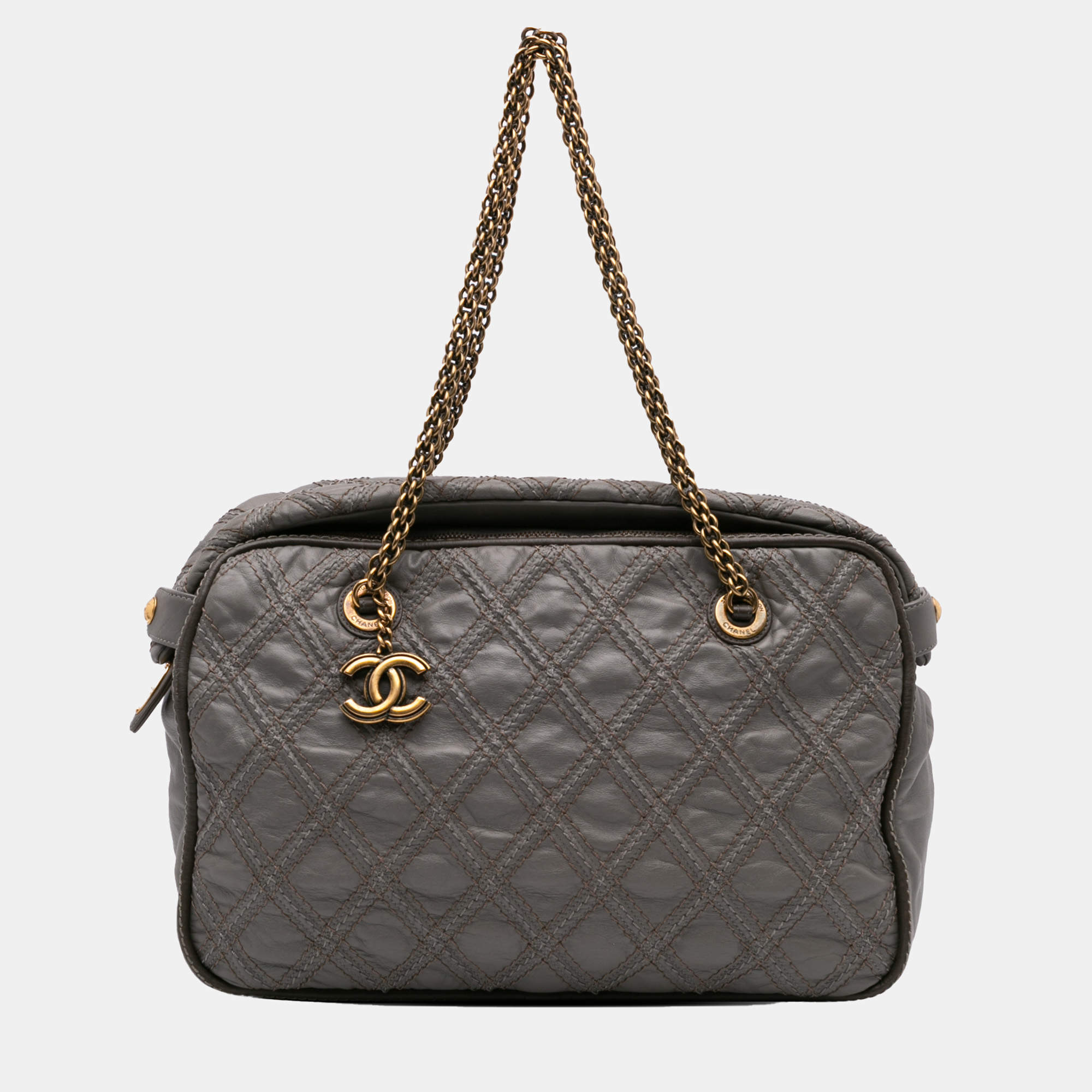 Chanel Grey CC Quilted Calfskin Triptych Tote