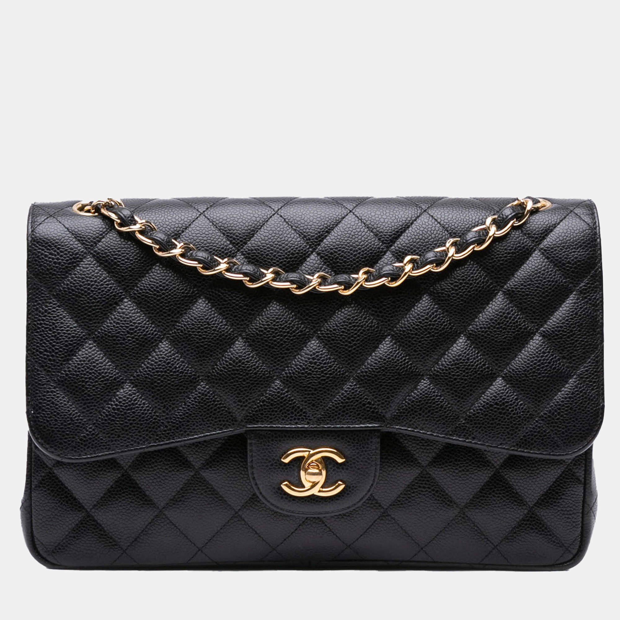Chanel Black Jumbo Classic Caviar Double Flap