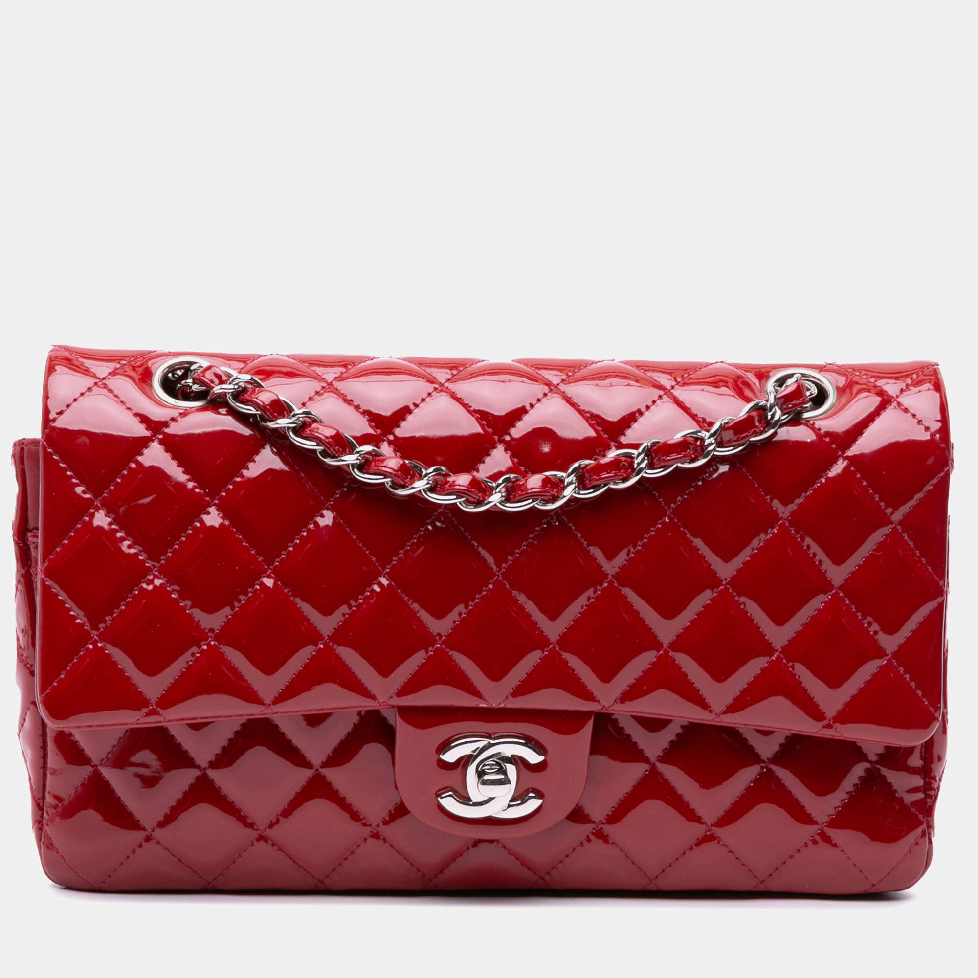 Chanel Red Medium Classic Patent Double Flap