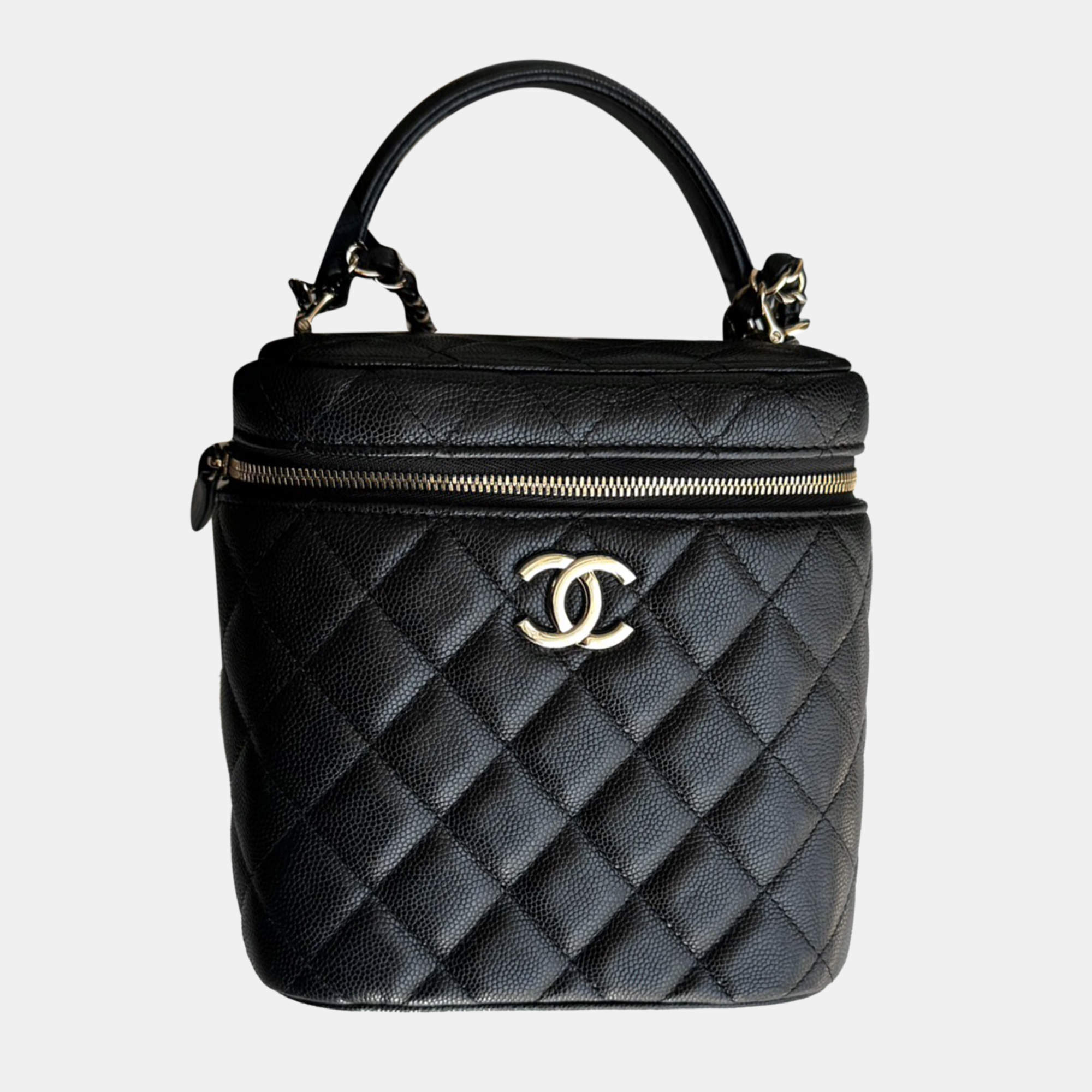 Chanel Black Lambskin Cosmetic Vanity Bag