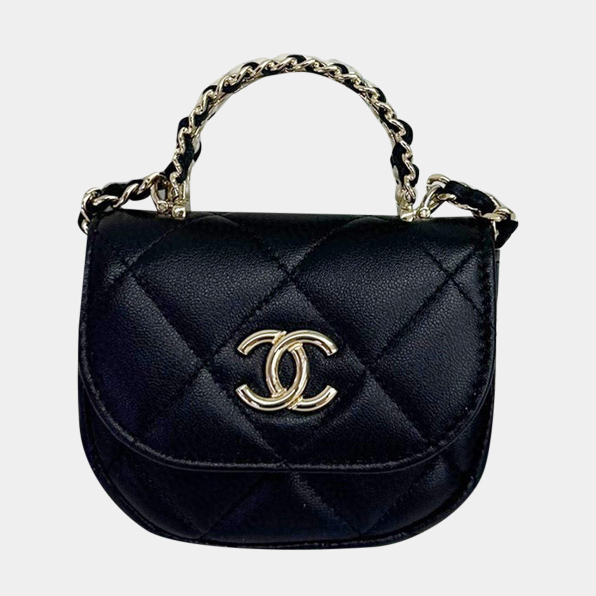 Chanel Black VIC Show Pearl Handle Chain Shoulder Bag