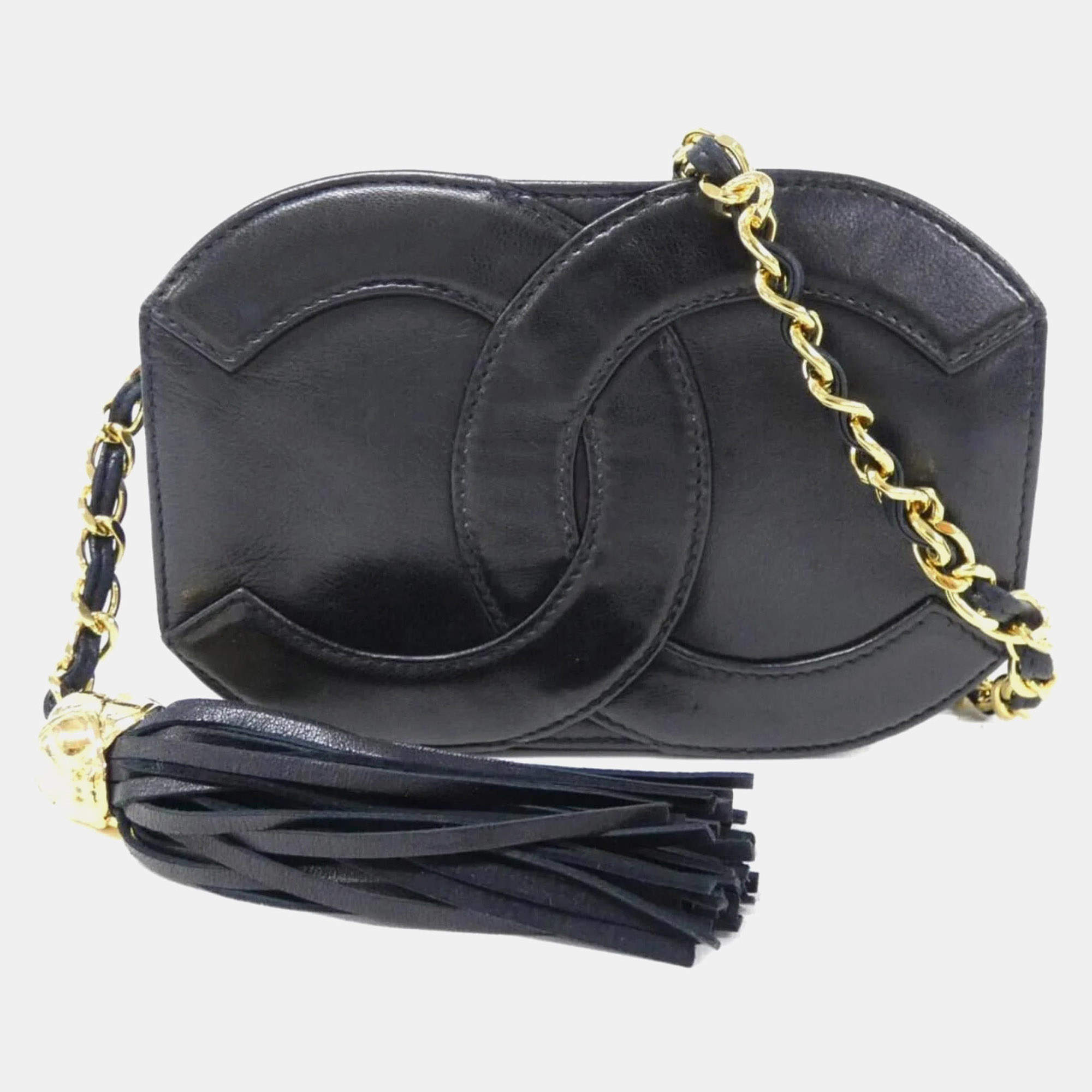 Chanel Navy Blue Leather CC Shoulder Bag