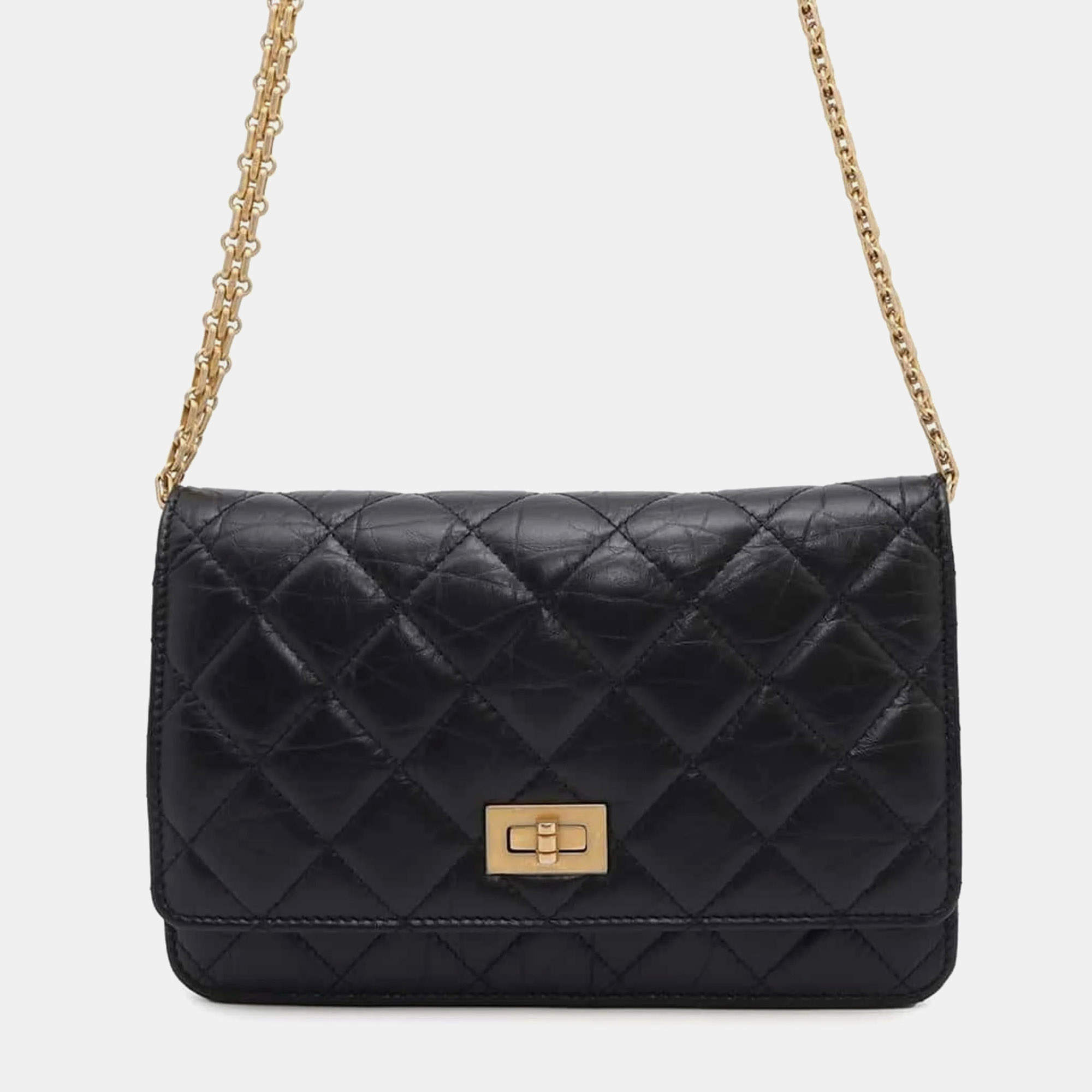 Chanel Black Calfskin 2.55  Wallet On Chain 