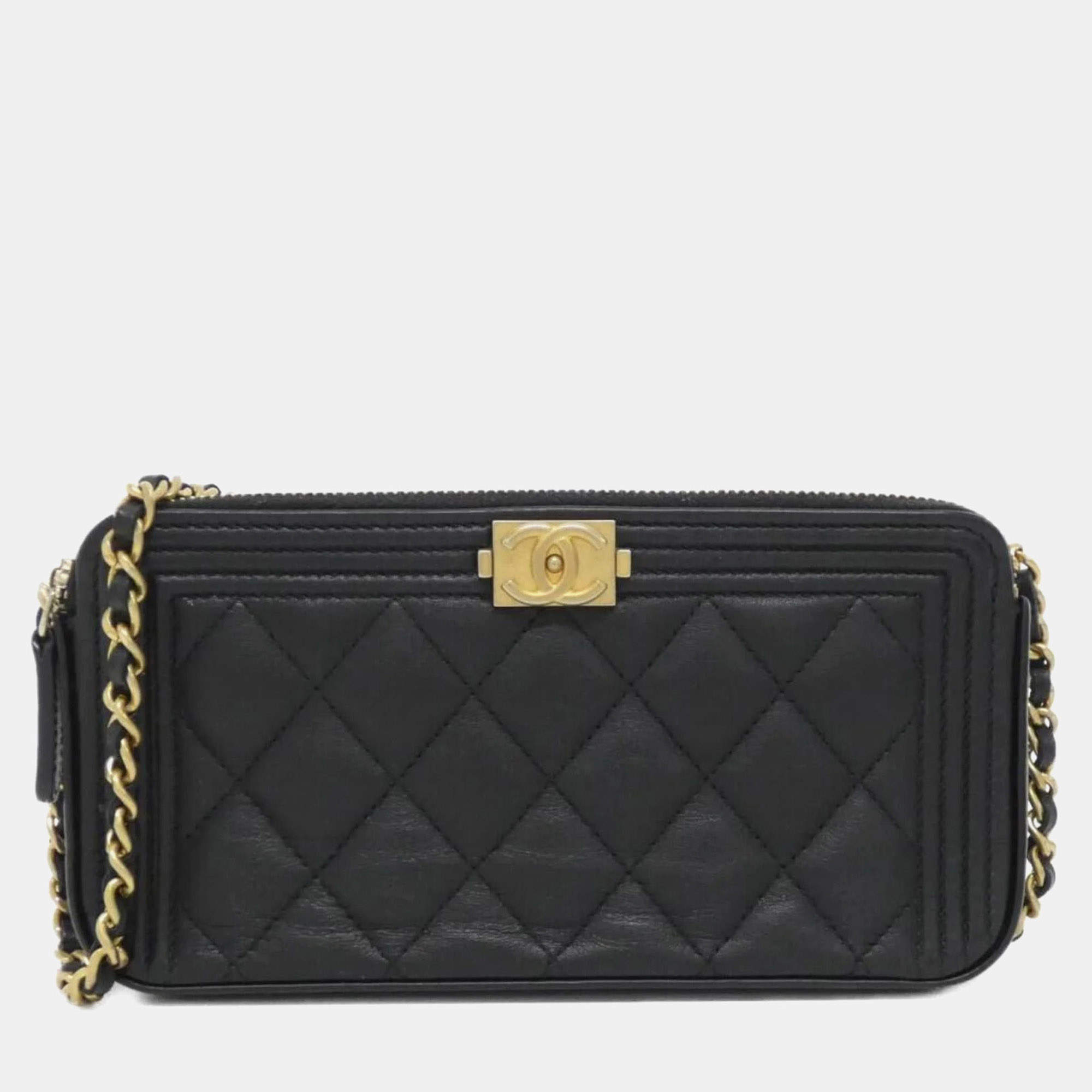 Chanel Lambskin Boy Wallet On Chain 
