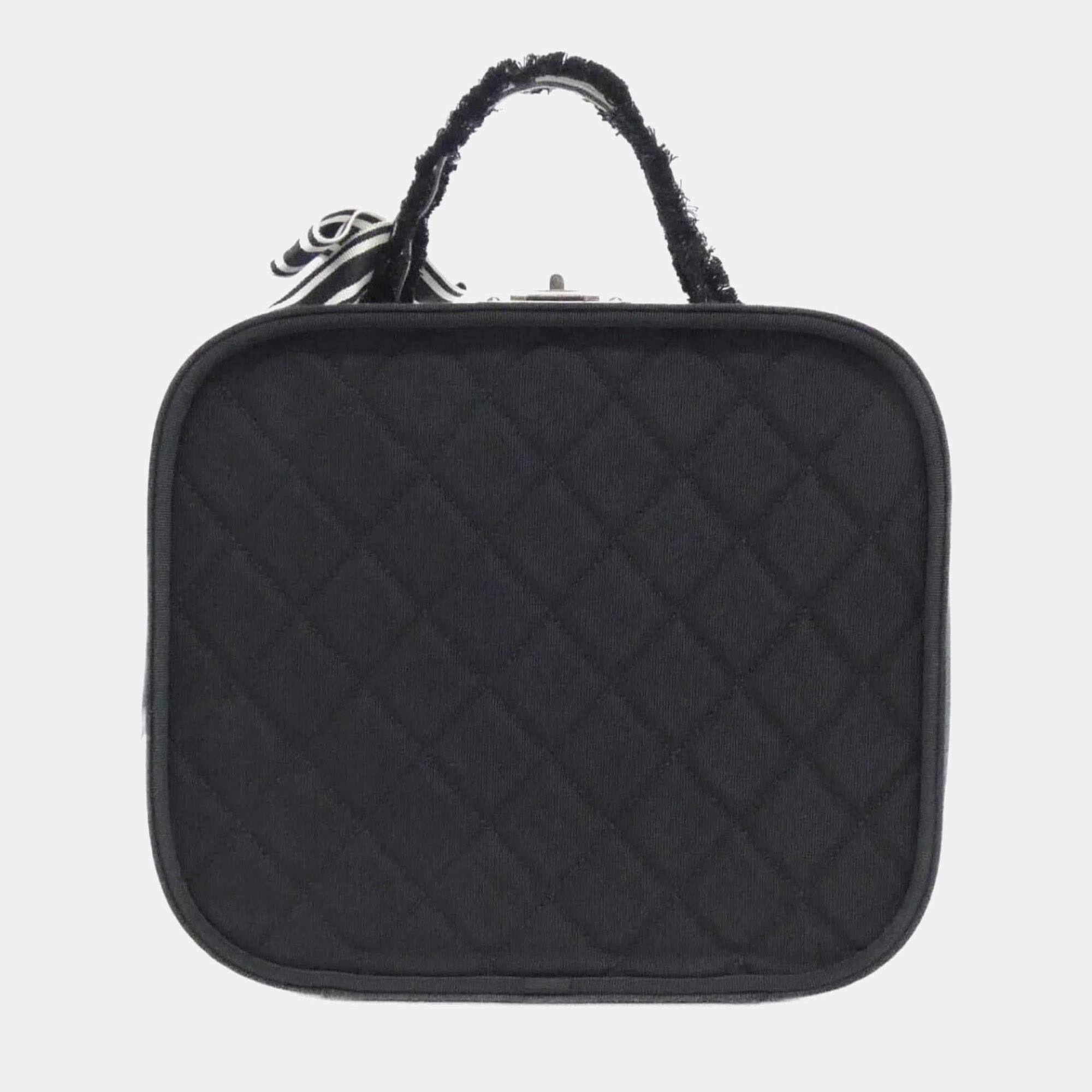 Pre Owned Chanel Black Canvas Vanity Handbag