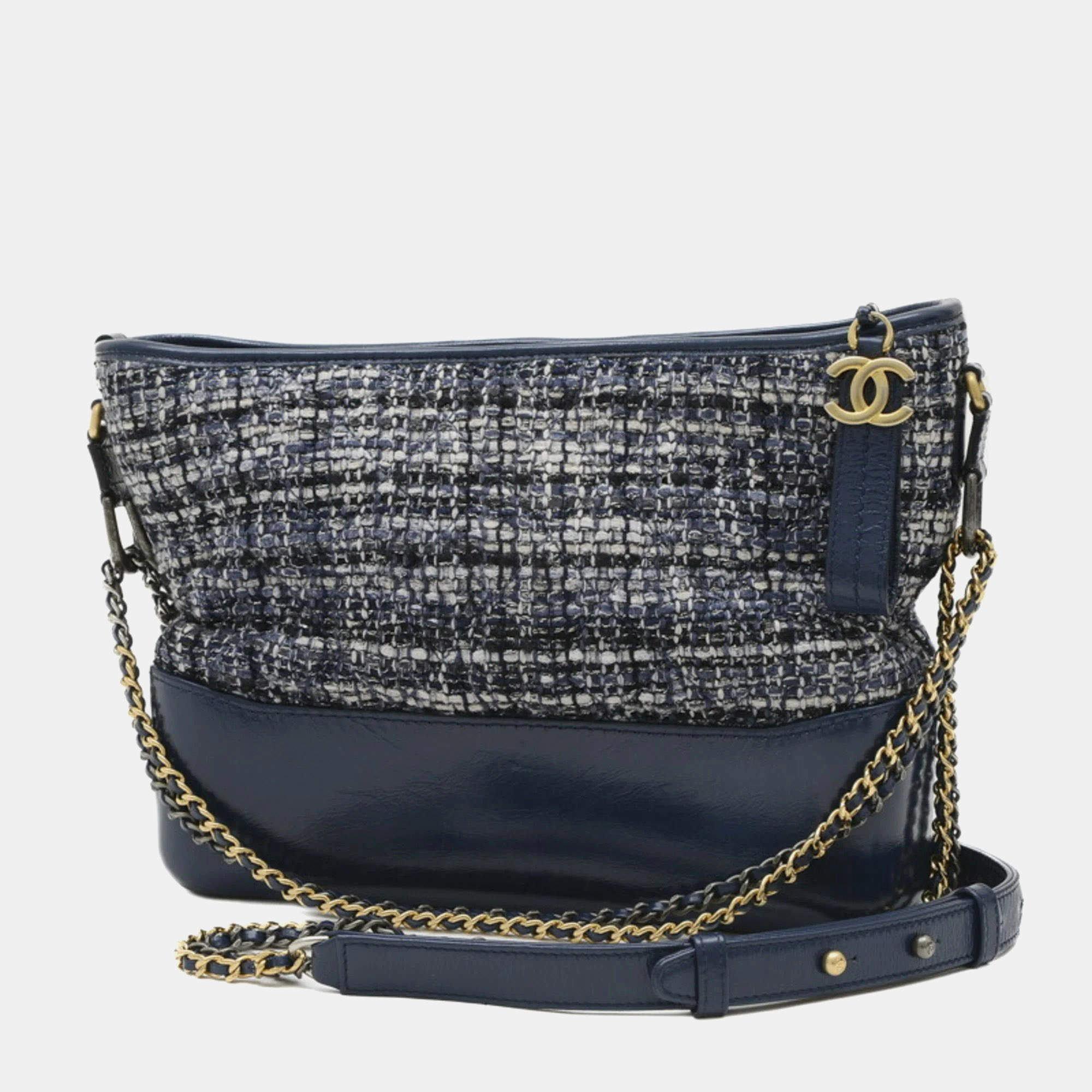 Chanel Blue Gabrielle Tweed Shoulder Bag