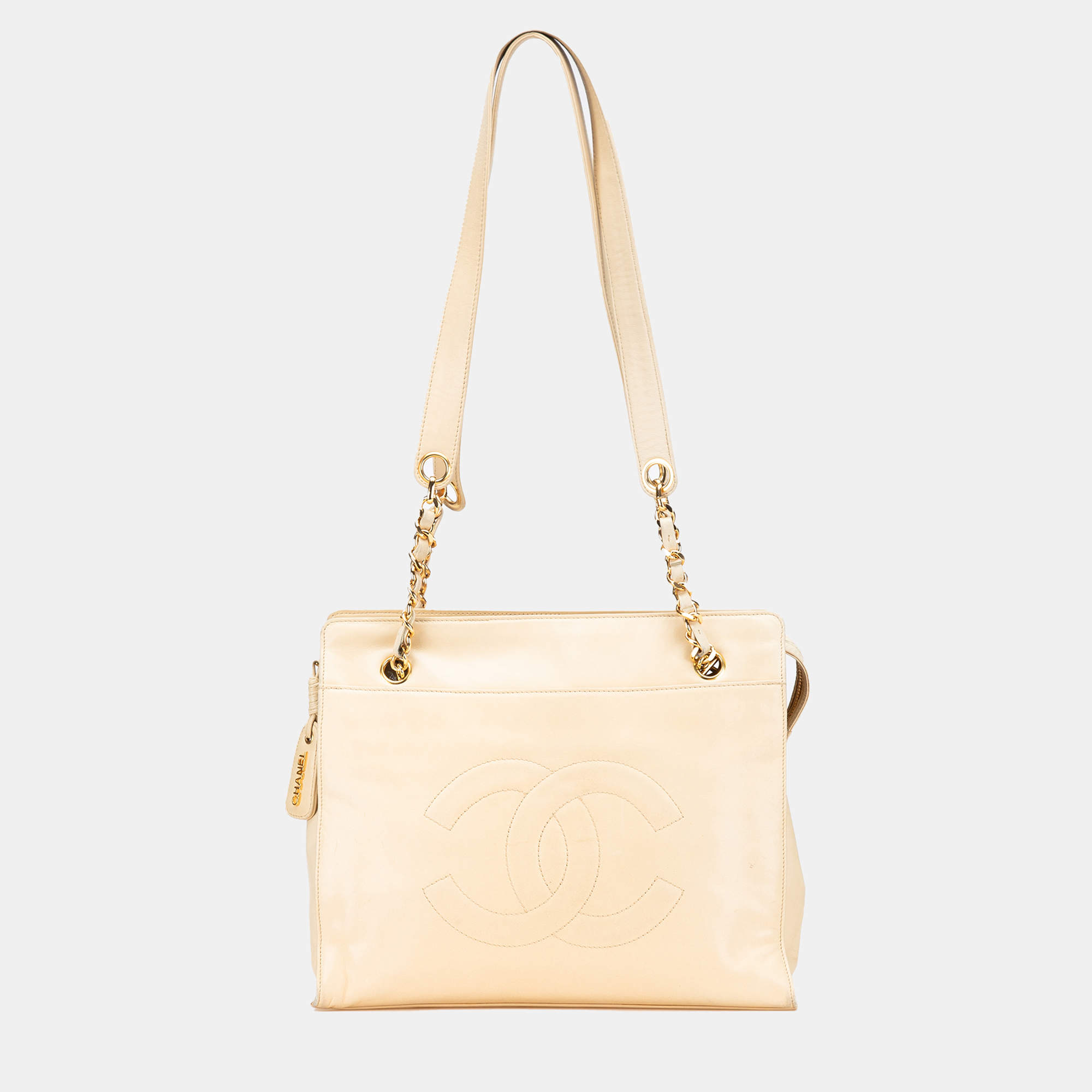 Chanel Beige CC Lambskin Chain Tote