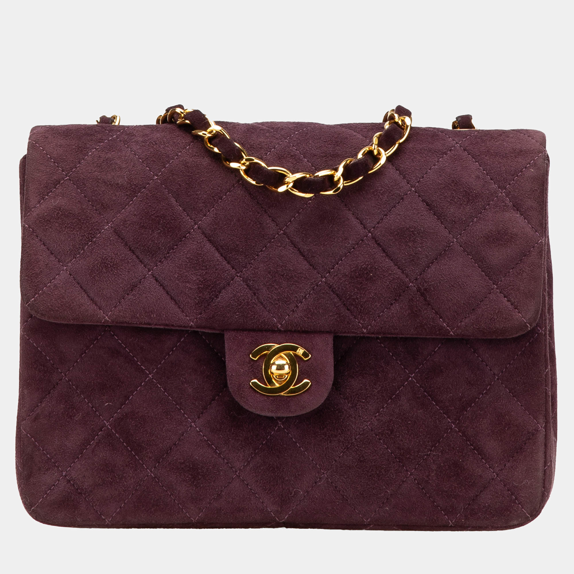 Chanel Burgundy Mini Rectangular Classic Suede Single Flap
