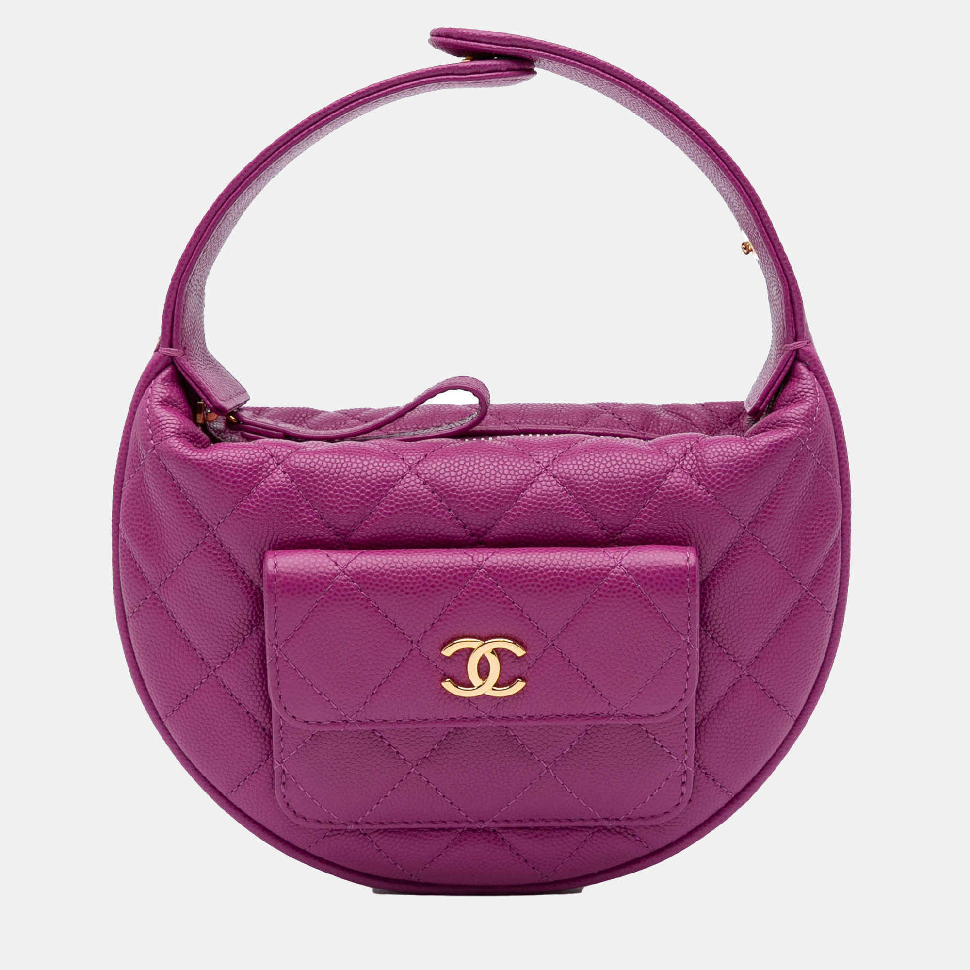 Chanel Purple Quilted Caviar Polly Pocket Hobo
