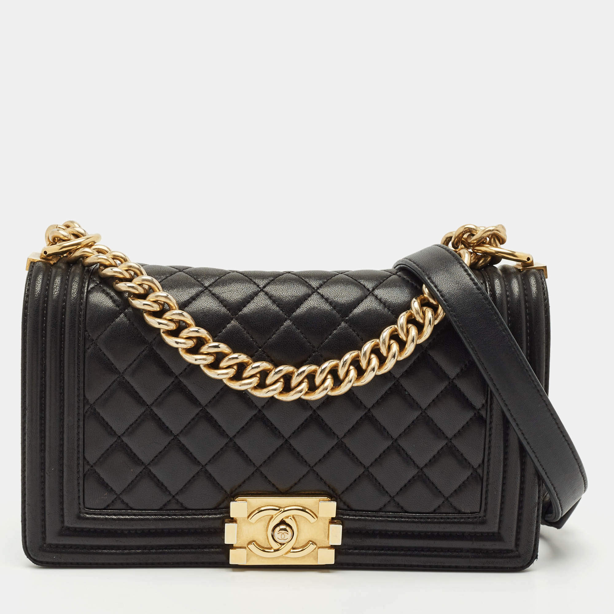 Chanel Black Quilted Leather Medium Boy Flap Bag