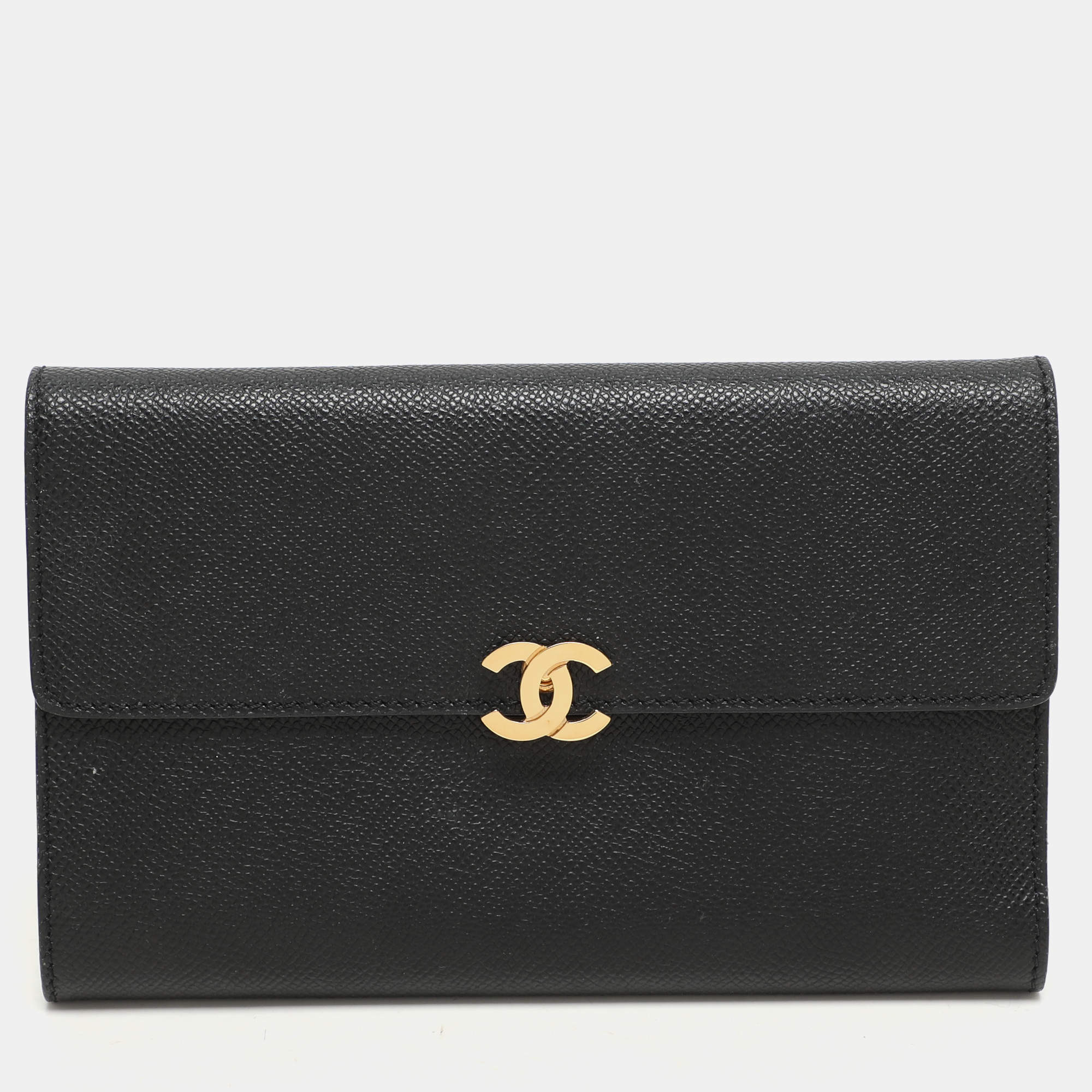Chanel Black Leather Vintage CC Flap Wallet