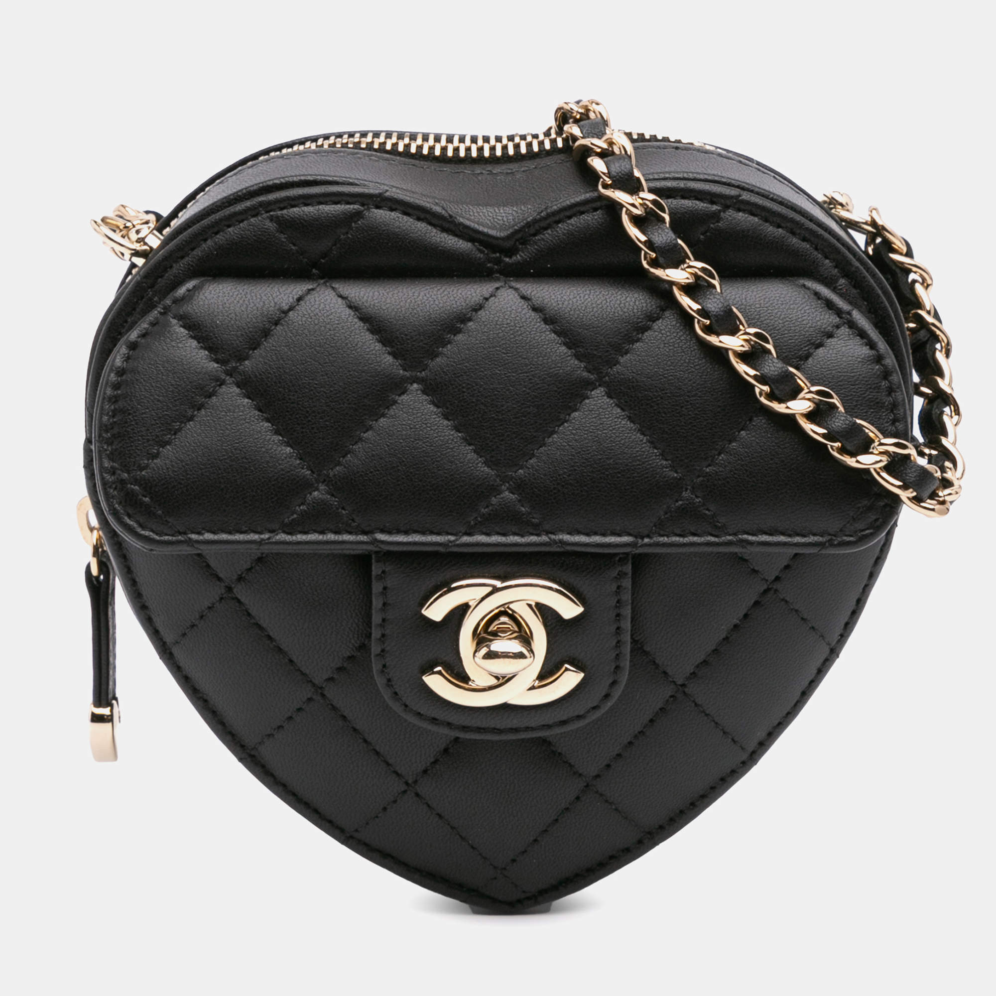 Chanel Black Mini Lambskin CC in Love Heart Crossbody