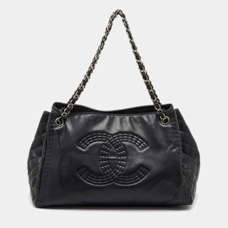 Pre Owned Chanel Black Leather Coco Bengal Shopping Tote