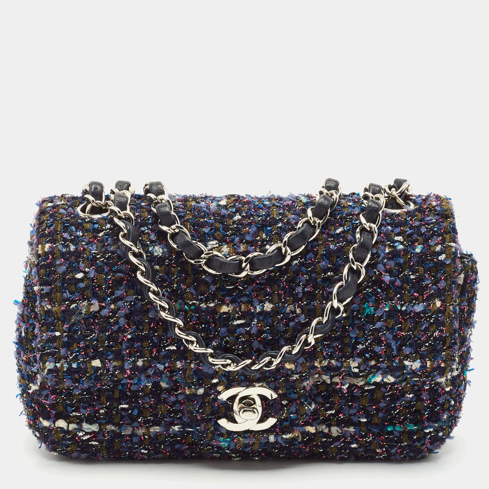 Chanel Blue Tweed Small CC Flap Bag