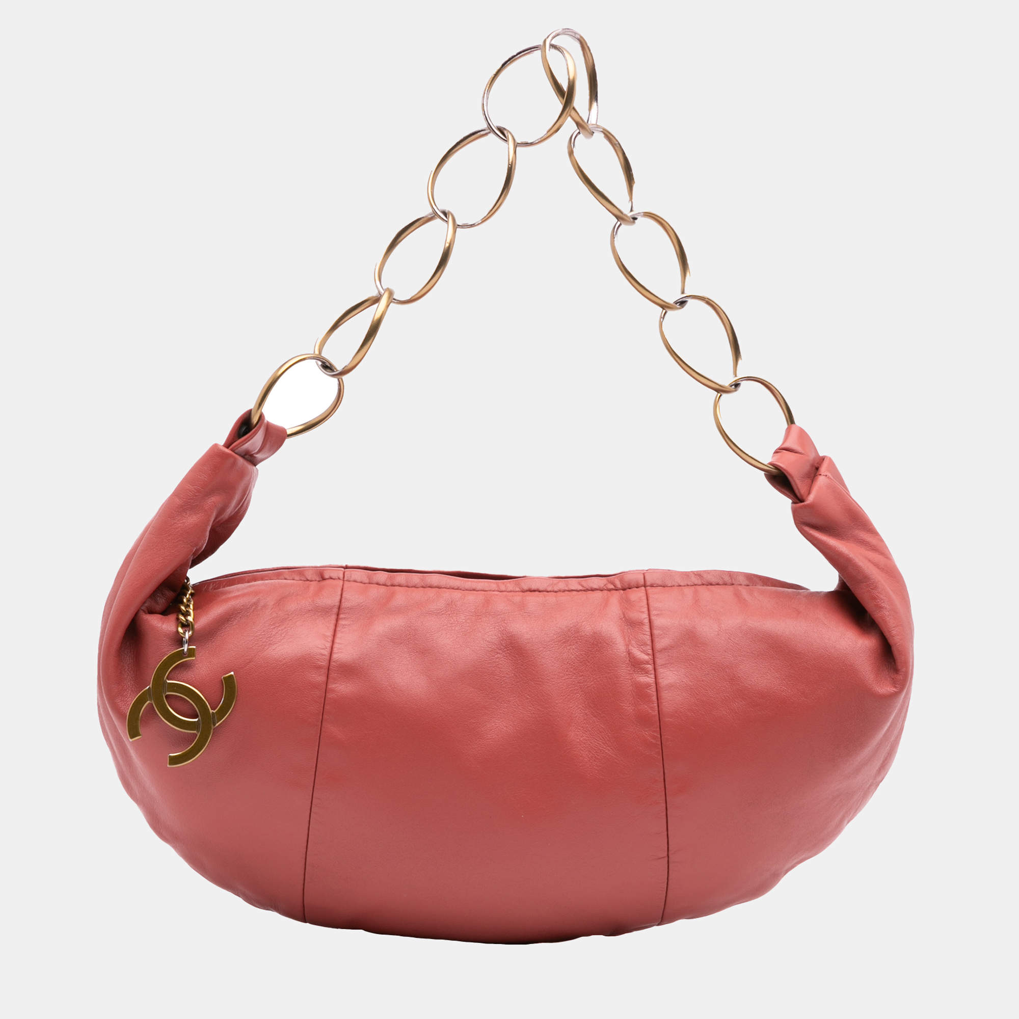 Chanel Red Lambskin CC Ring Hobo