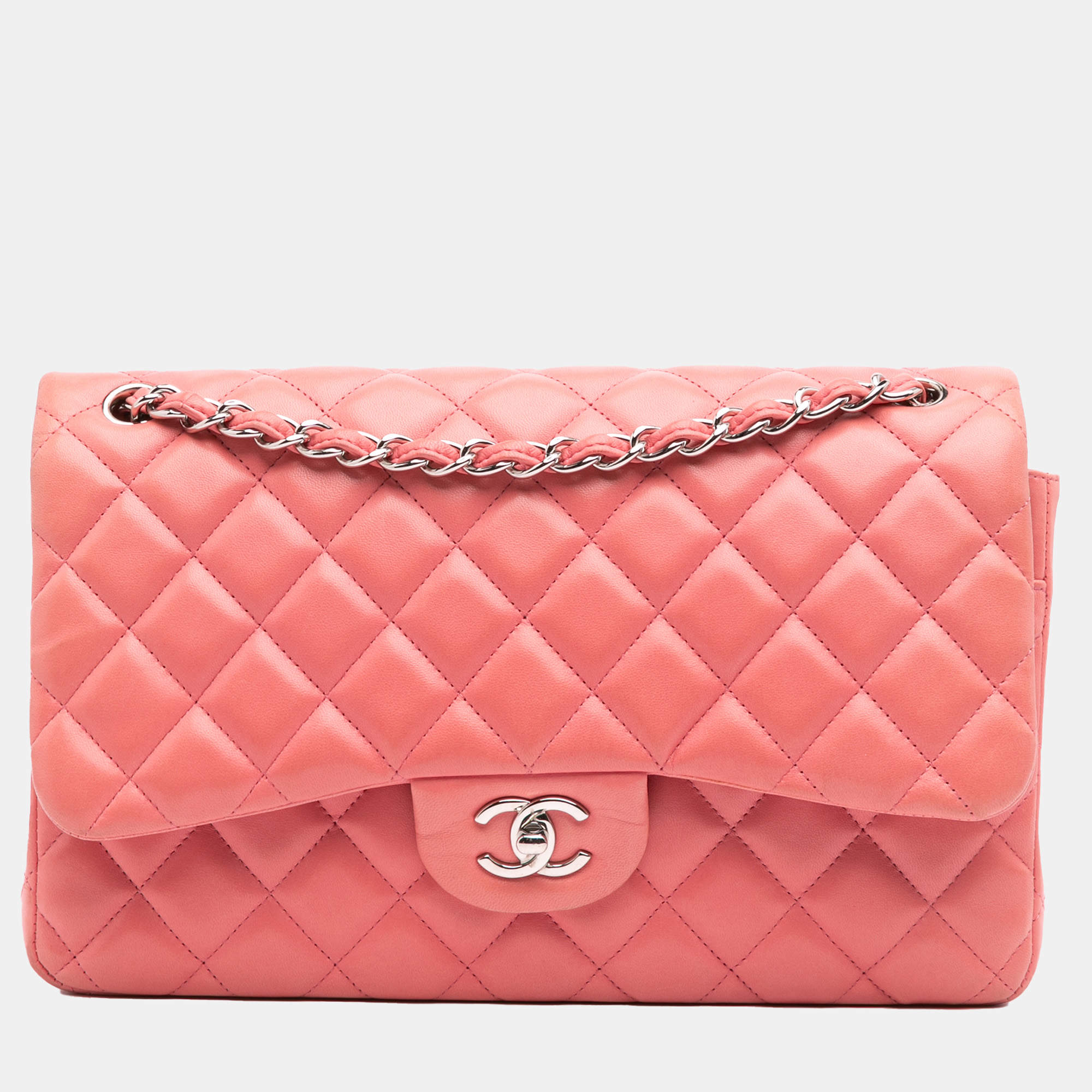 Chanel Pink Jumbo Classic Lambskin Double Flap