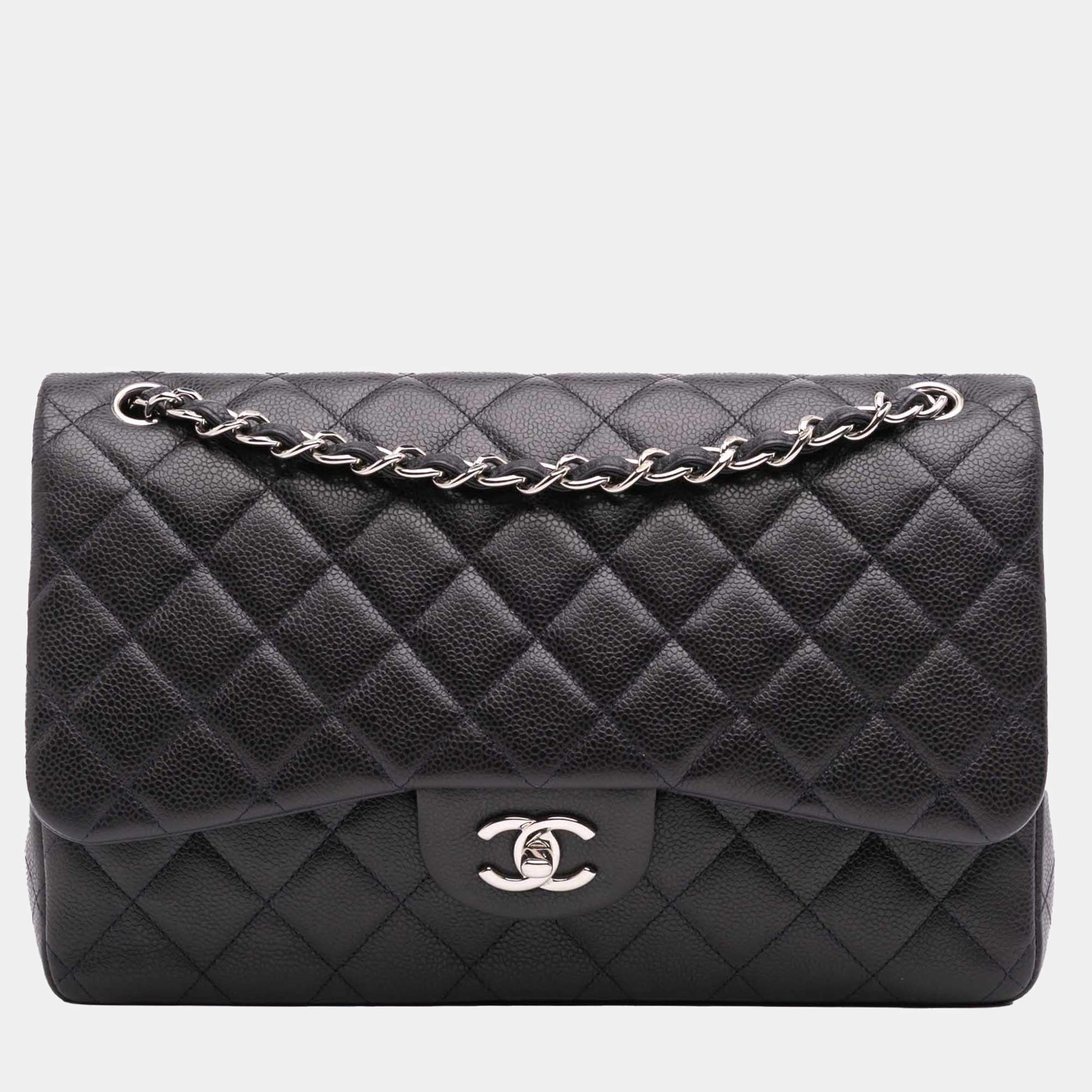 Chanel Classic Caviar Double Flap Jumbo Bag
