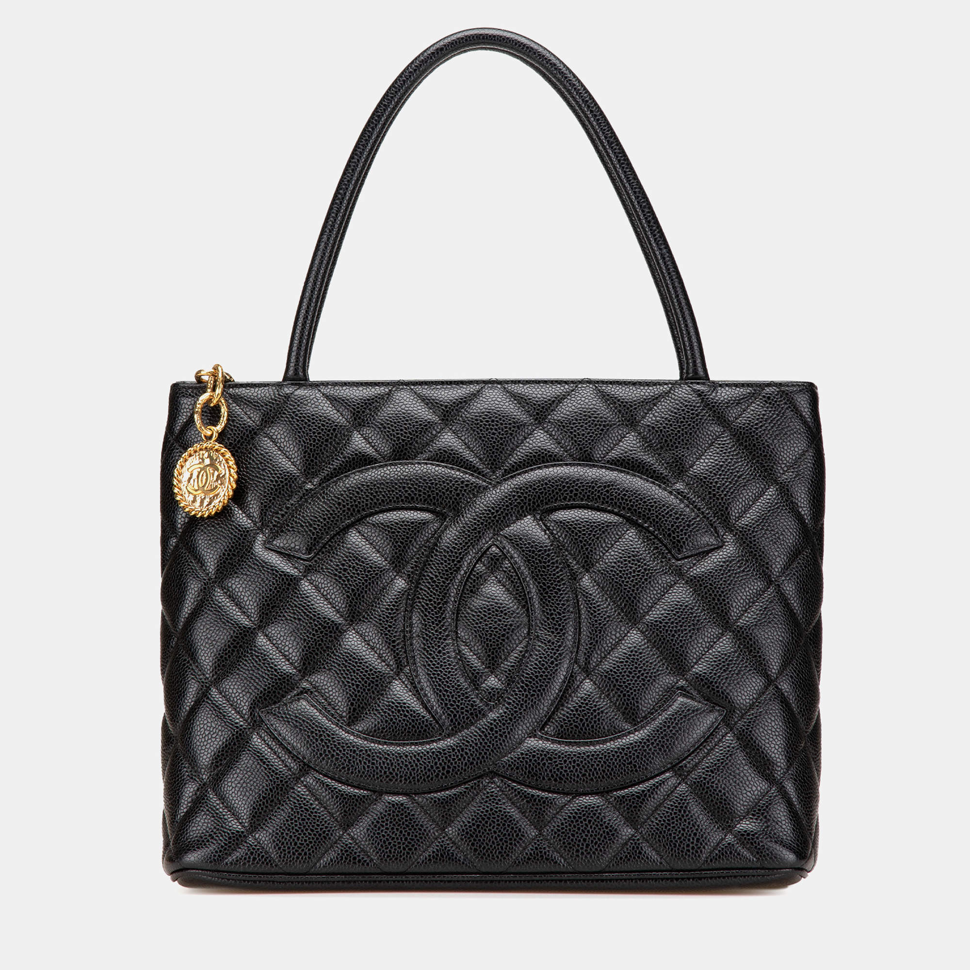 Chanel Black Caviar Medallion Tote 