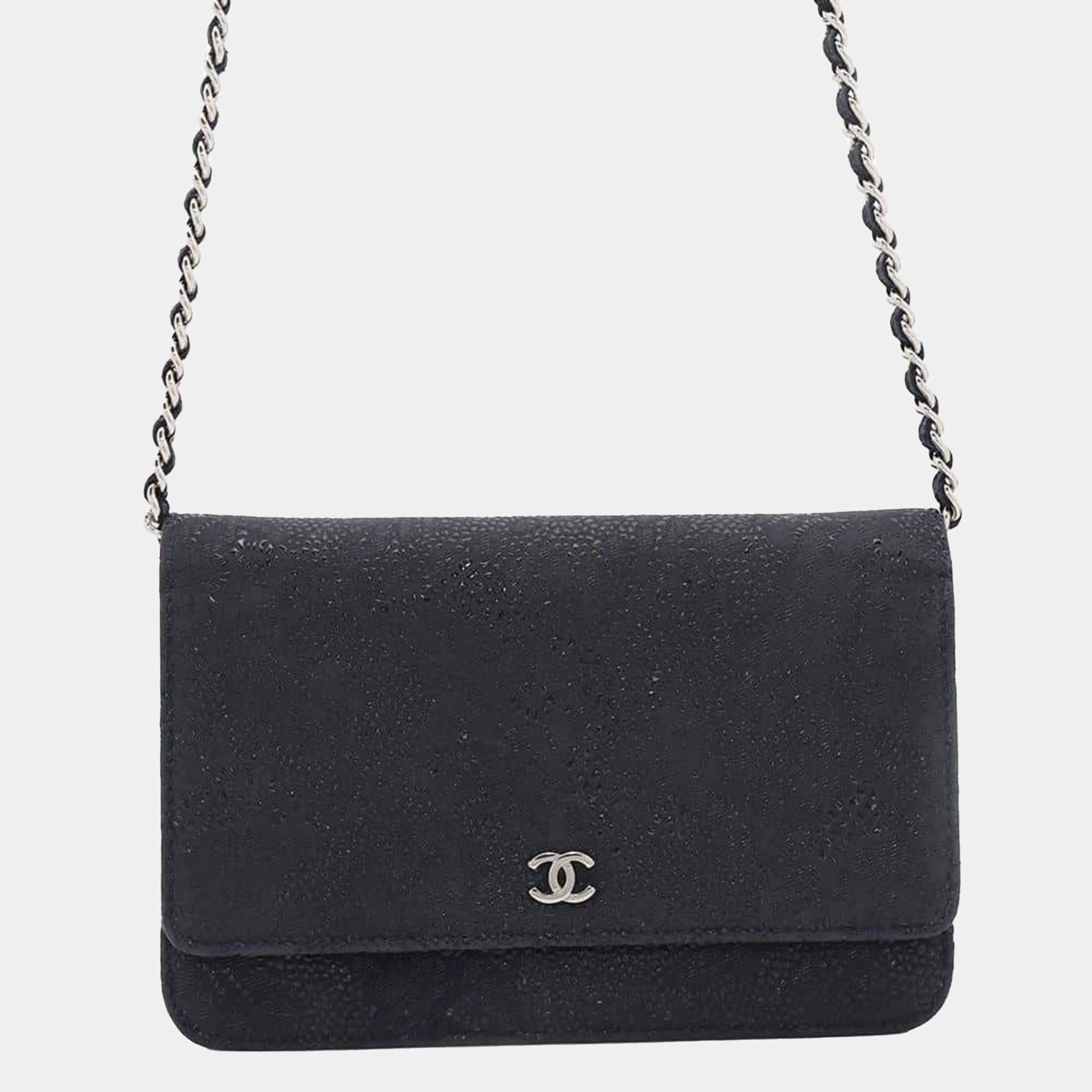 Chanel Lace Leather Wallet on Chain 