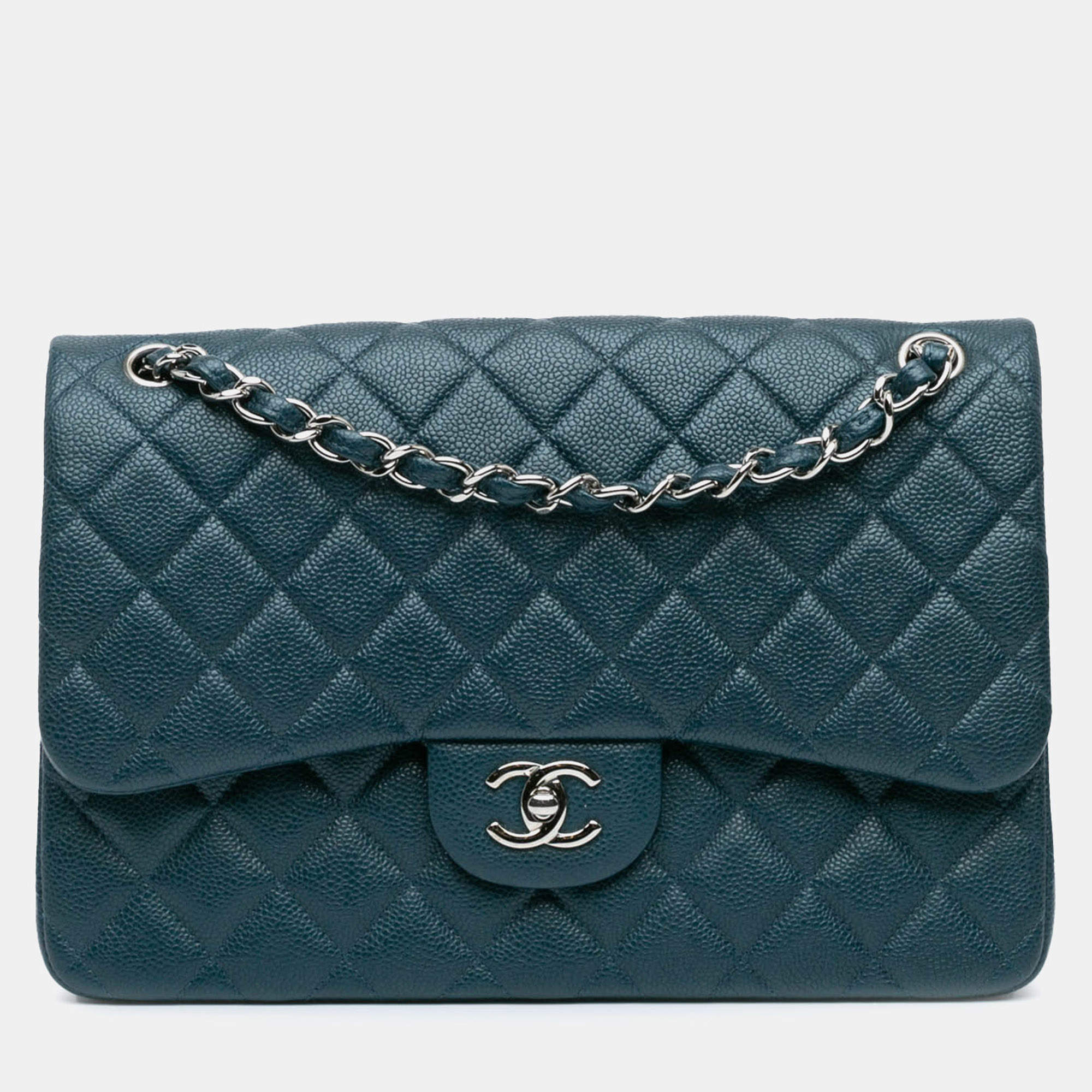 Chanel Blue Caviar Classic Double Jumbo  Flap Bag