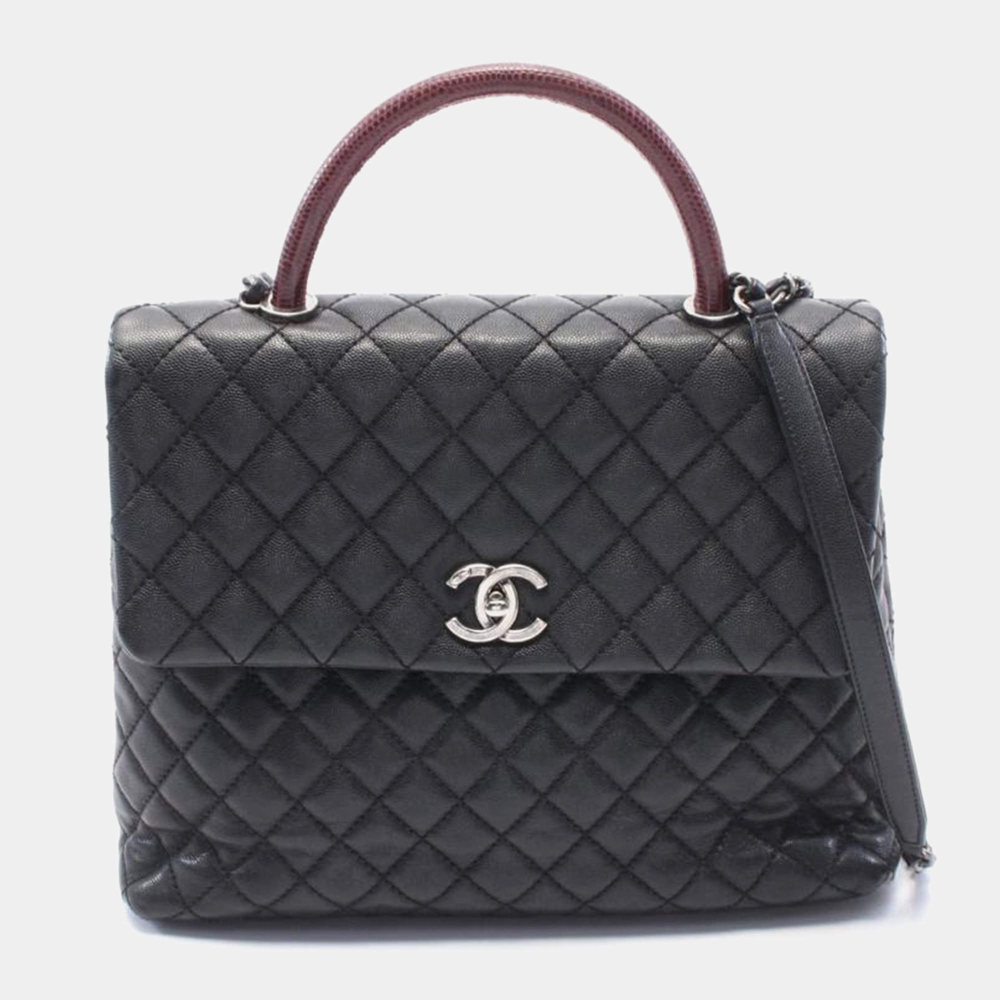 Chanel Caviar Leather Matelasse Coco Handle Top Handle Bag