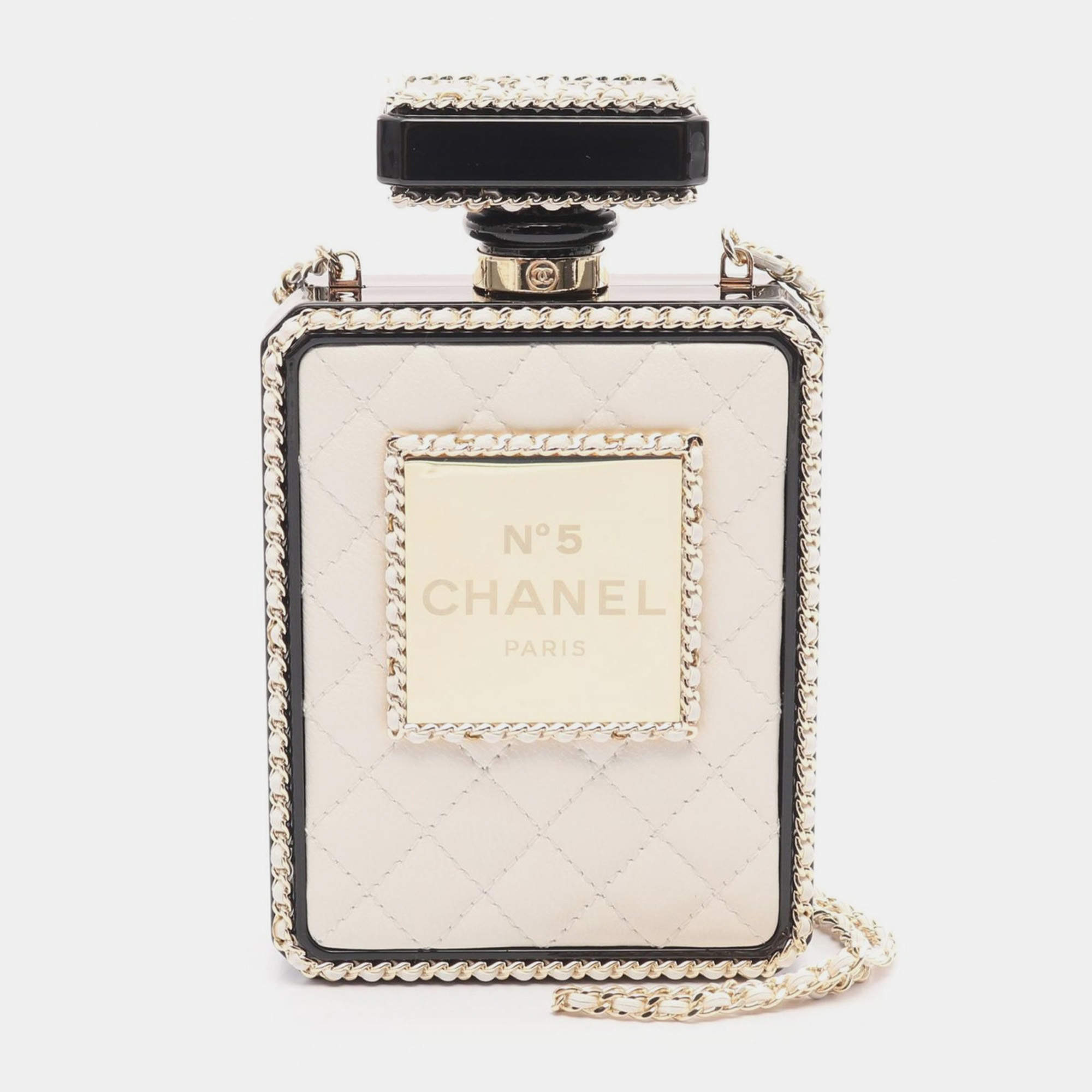 Chanel Leather Perfume Box No.5 Coco Mark Chain Crossbody Shoulder Bag