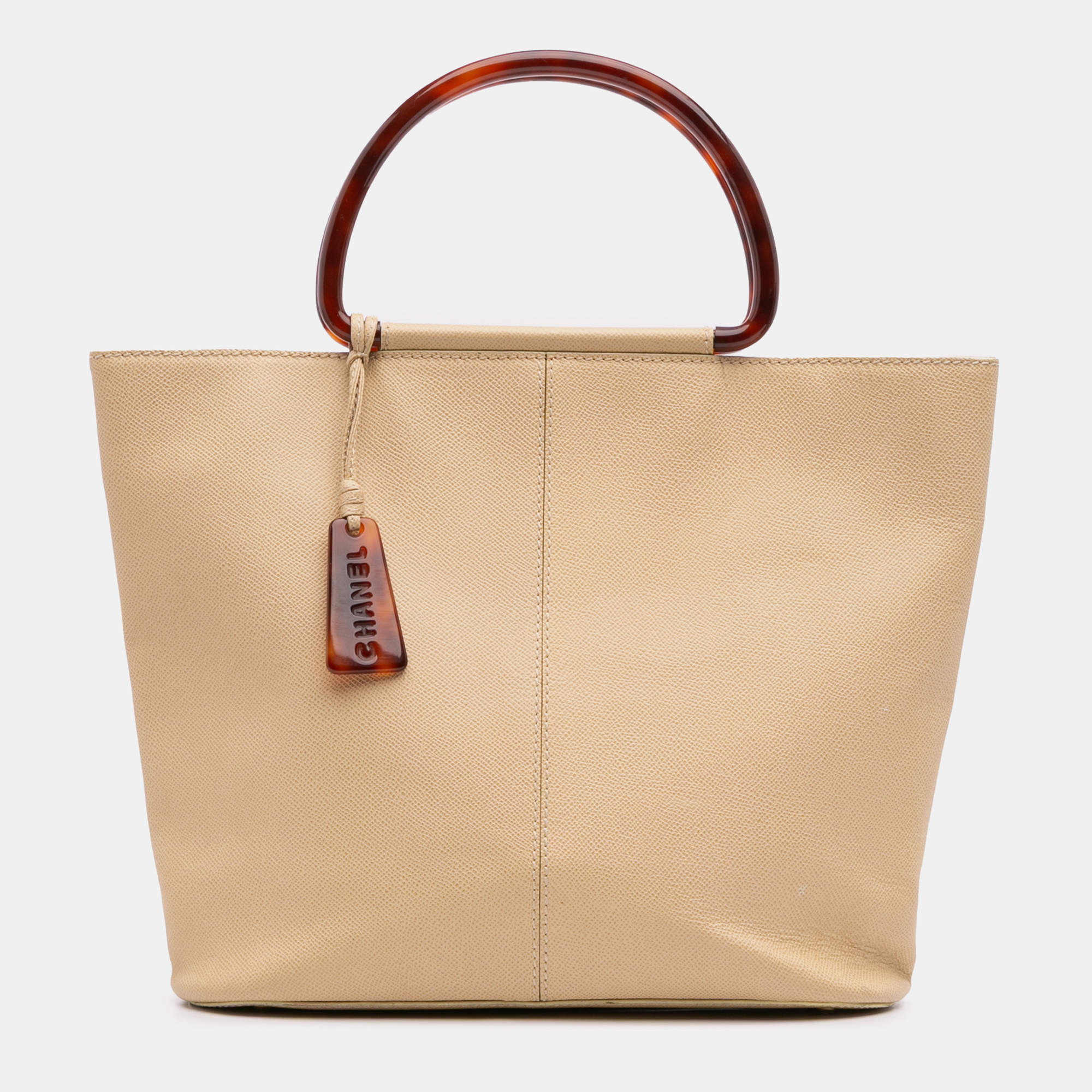 Chanel Beige Brown Grained Calfskin Tortoise Tote