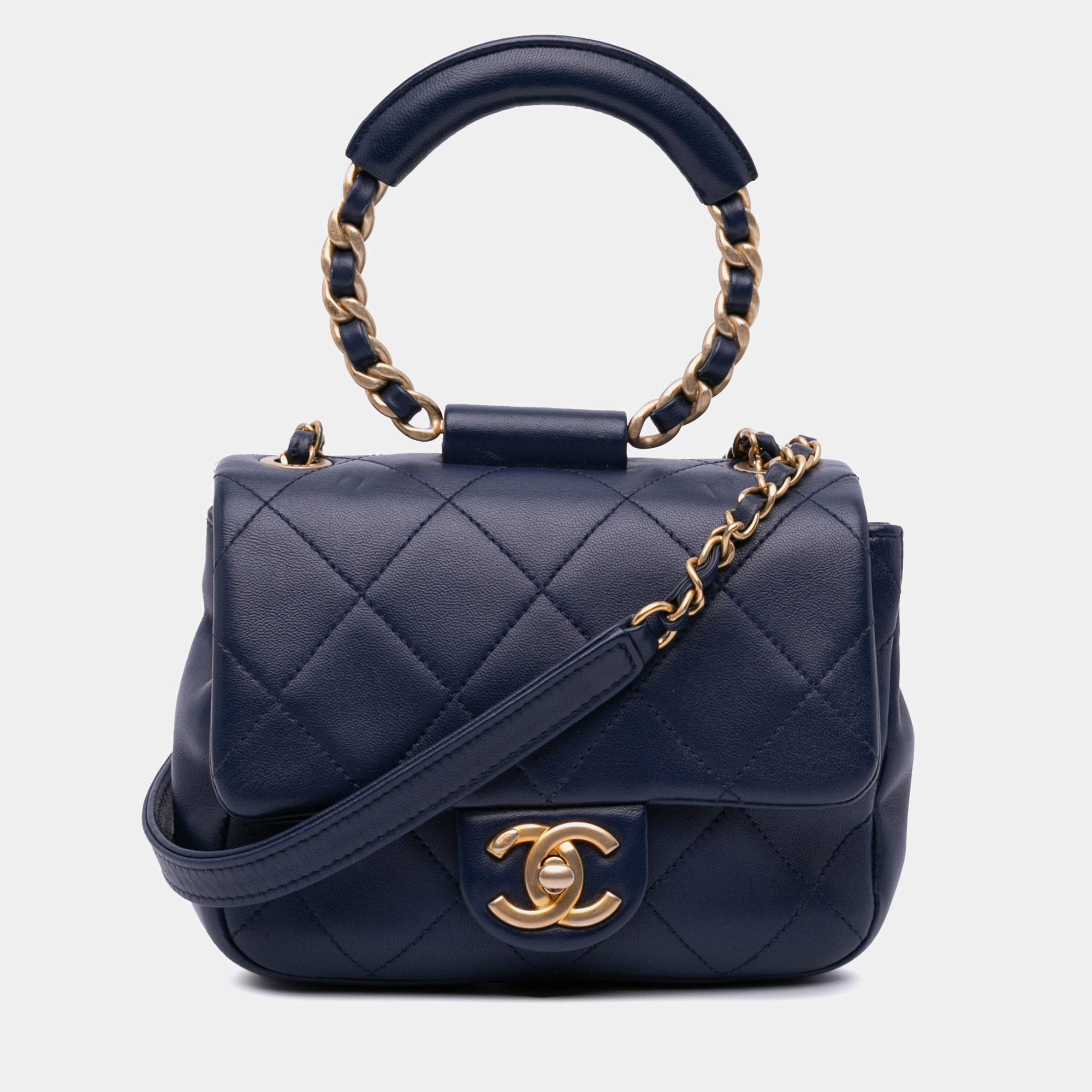 Chanel Blue Lambskin In The Loop Mini Flap Bag