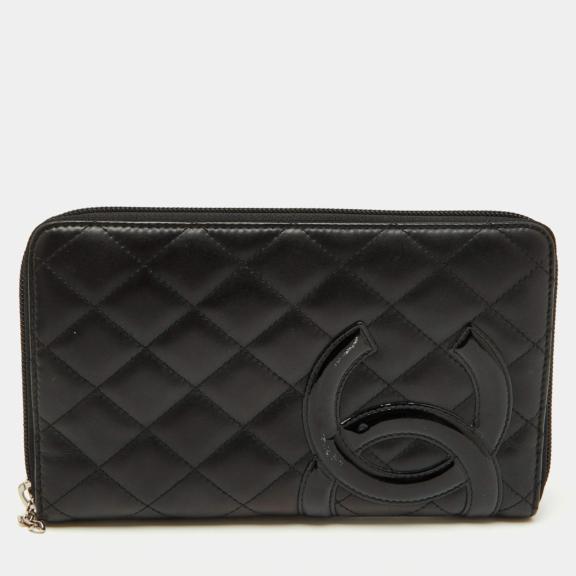 Pre Owned Chanel Black Quilted Leather CC Cambon Ligne Zip Around Organizer Wallet