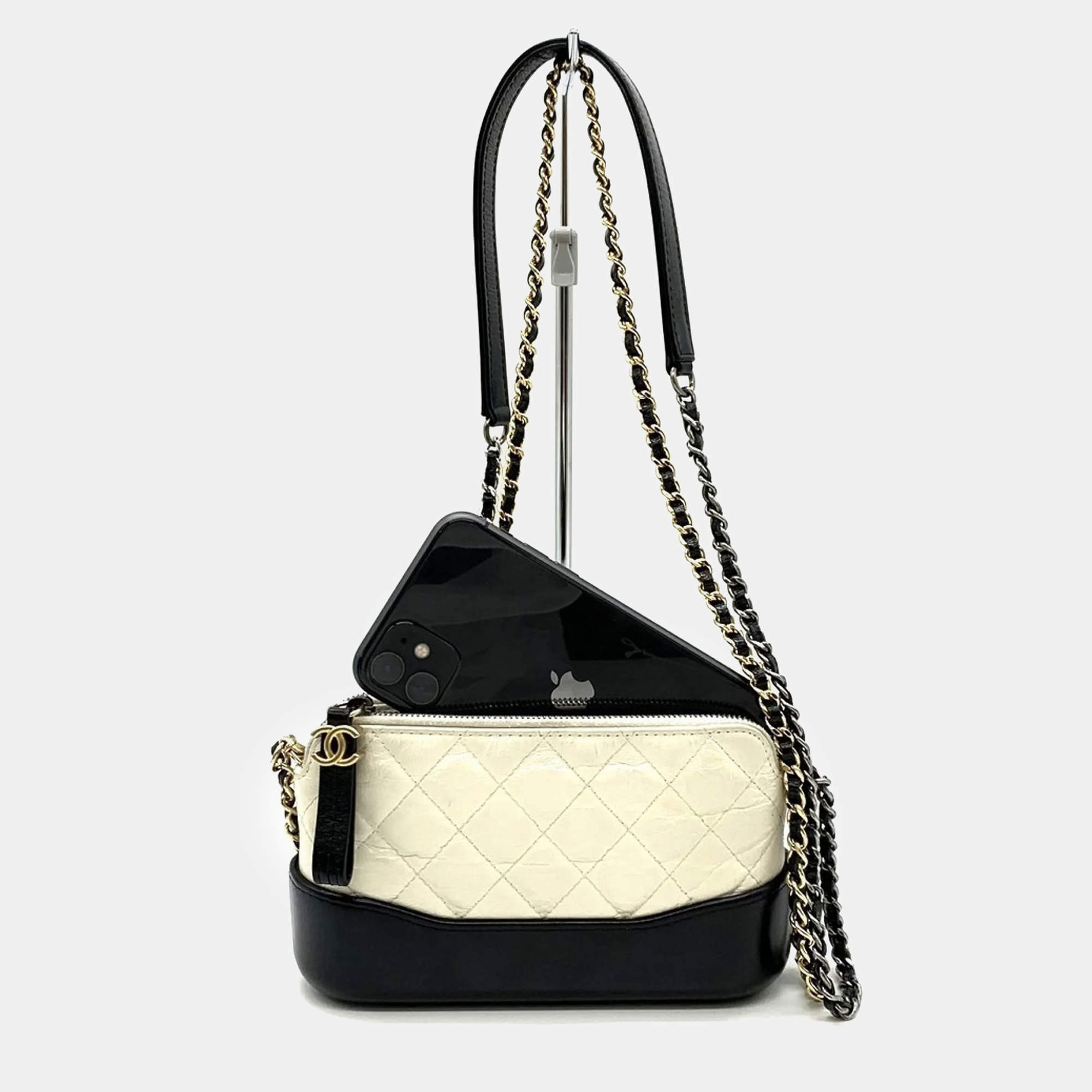 Chanel Bicolor Aged Calfskin Quilted Small Gabrielle Clutch With Chain 
