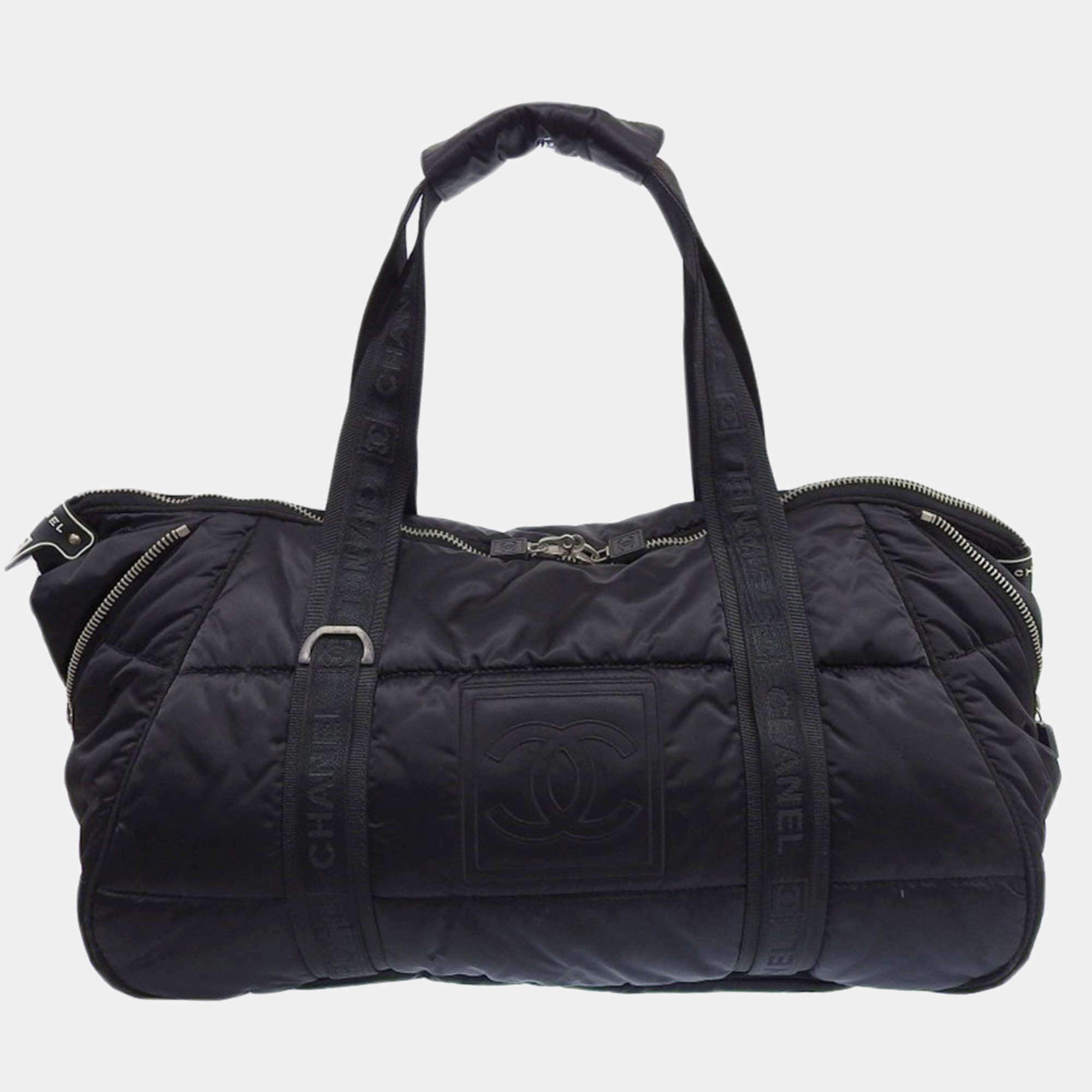 Chanel Sports Line Seal Boutique Coco Mark Boston Bag Nylon