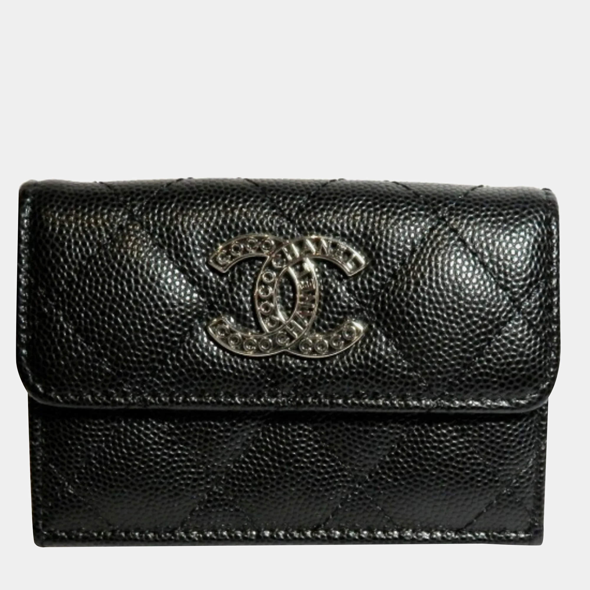 Chanel Black Leather Coco Small Flap Wallet 