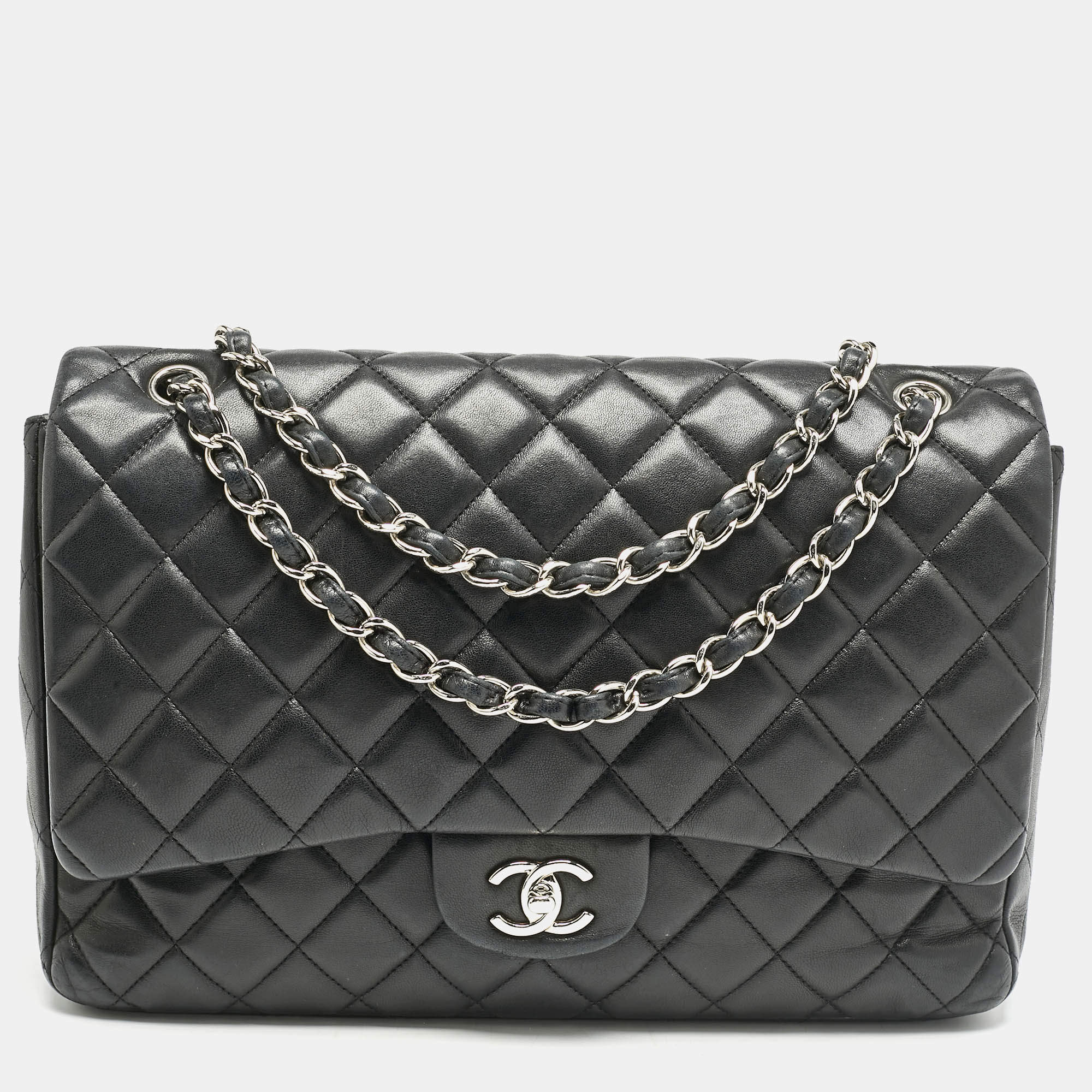 Chanel Black Quilted Leather Maxi Classic Single Flap Bag