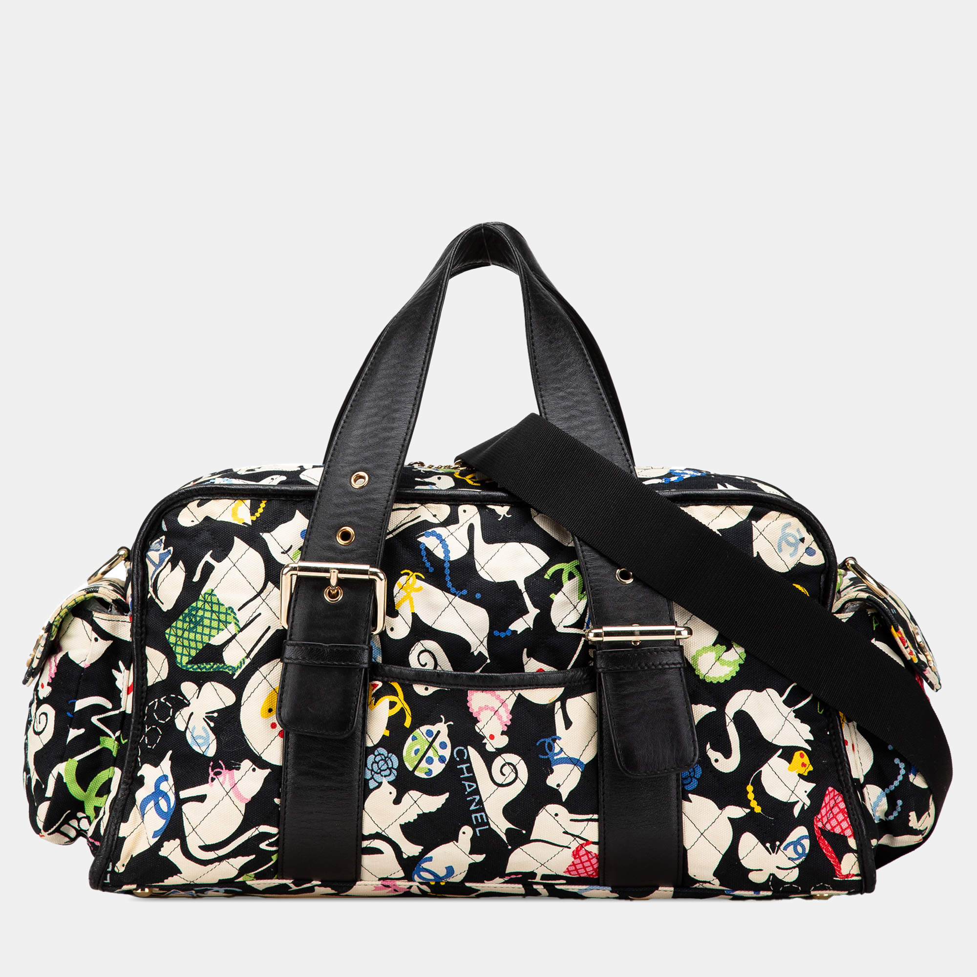 Chanel Black Multicolor Canvas Baby Animals Diaper Bag