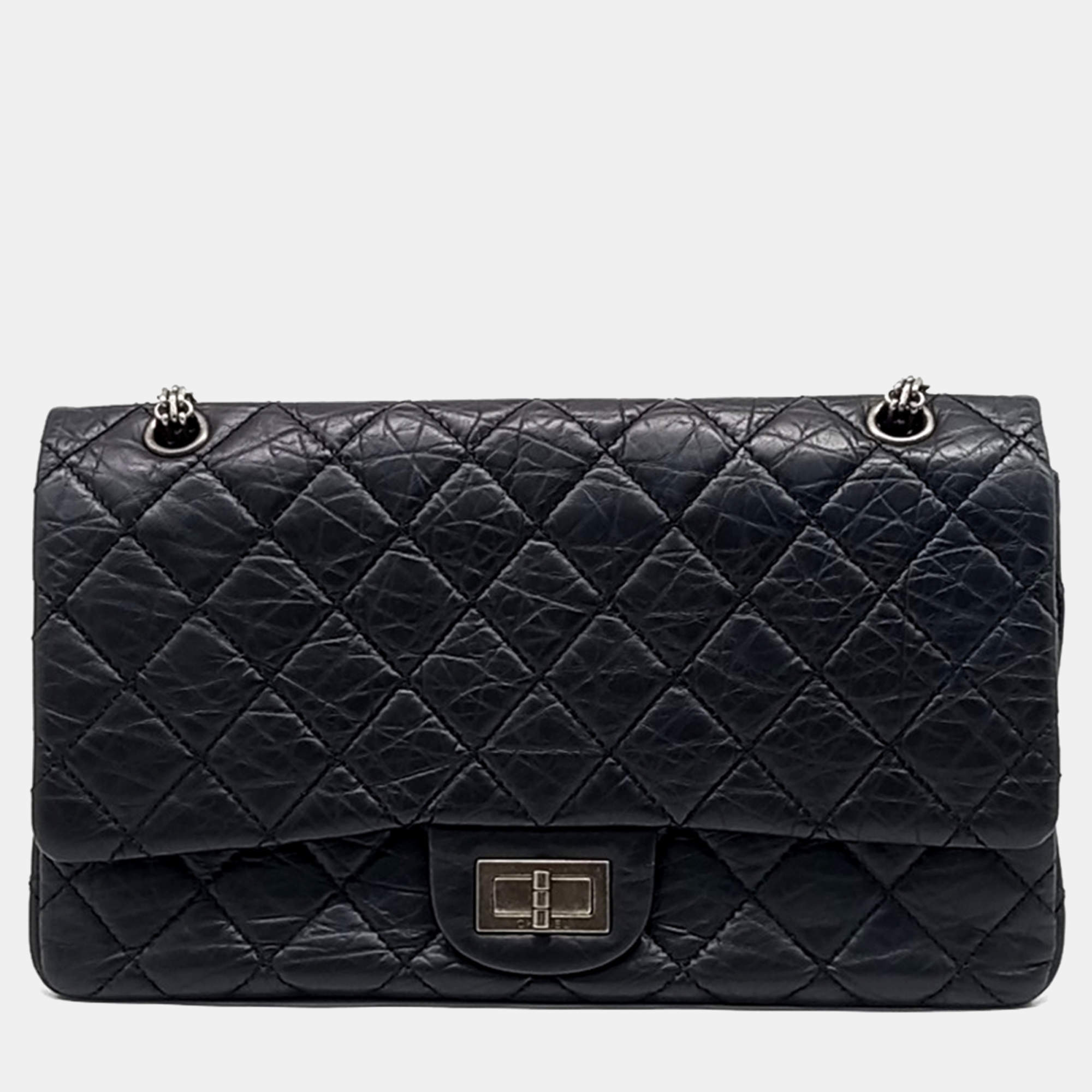 Chanel Black Leather Vintage 2.55 Bag 32