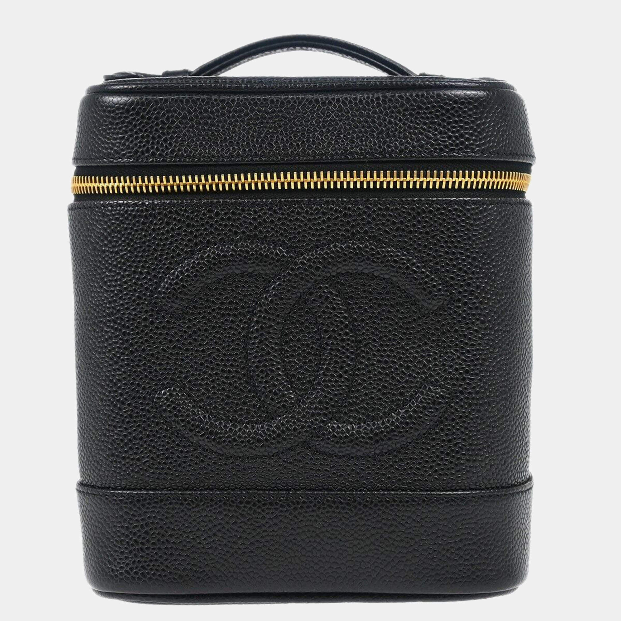 Chanel Black Caviar Leather Timeless Vanity Bag
