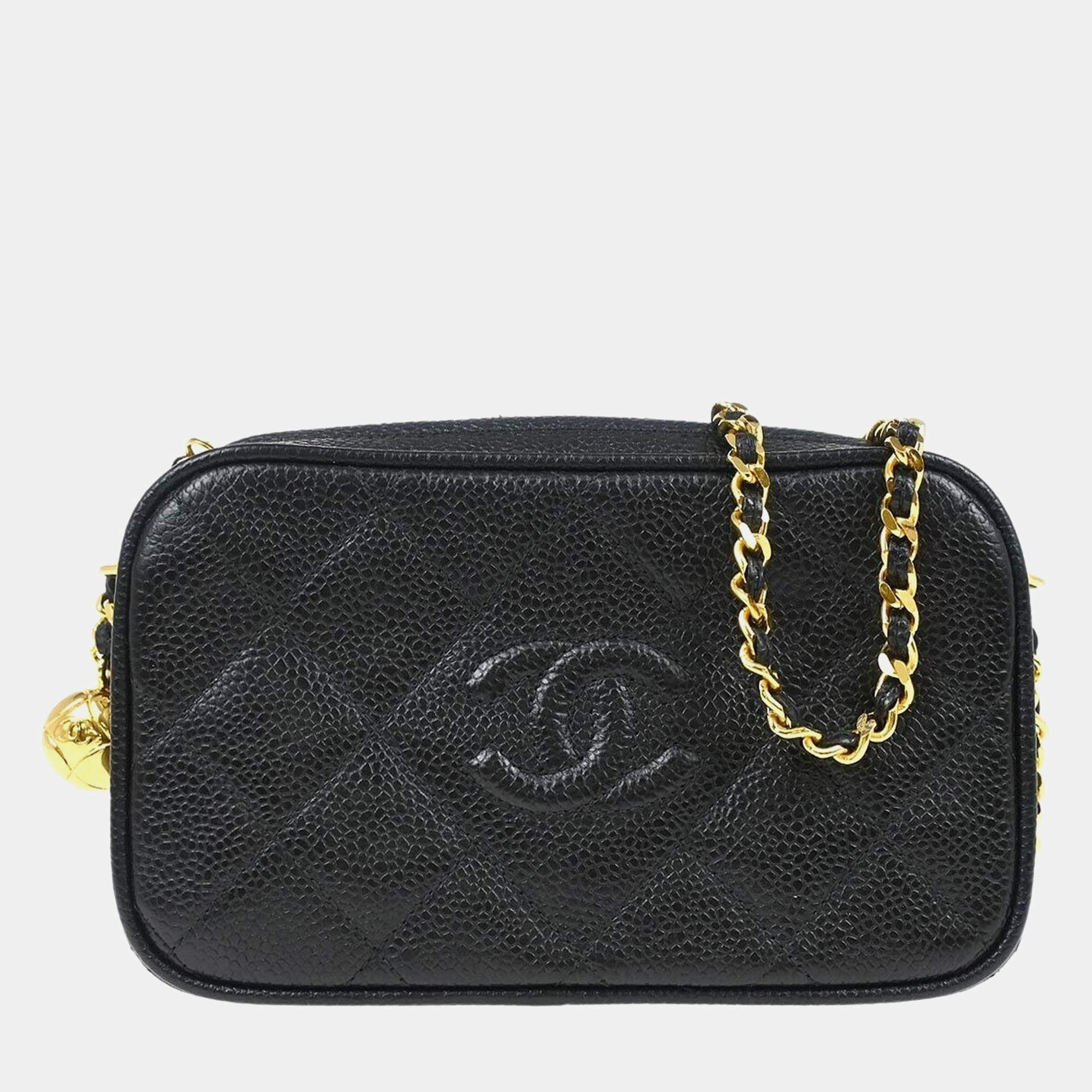 Pre Owned Chanel Black Calfskin Leather CC Camera Bag