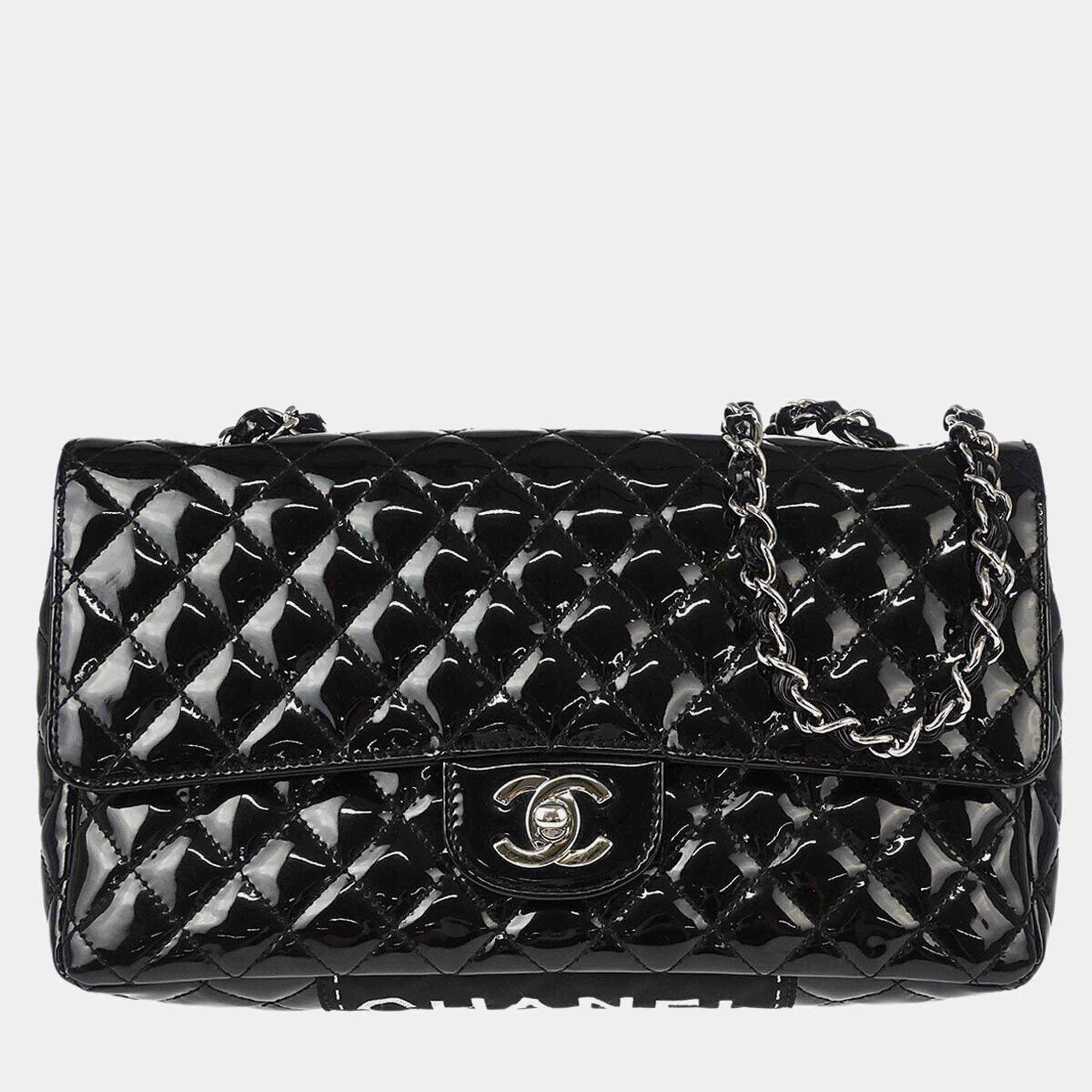 مملوكة مسبقًا Chanel Black Patent Leather Single Flap Shoulder Bag
