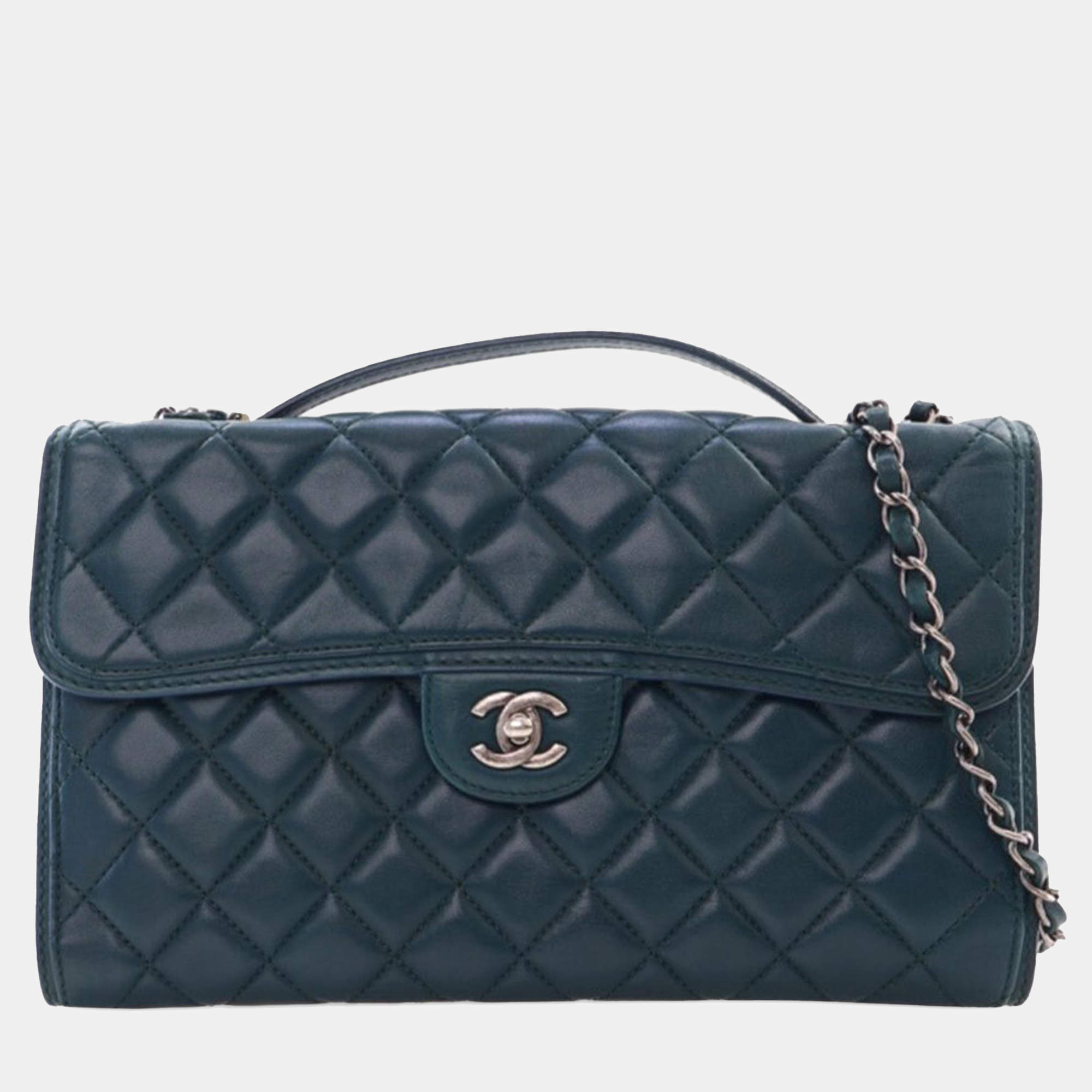Chanel Green Medium Quilted Lambskin Citizen Flap